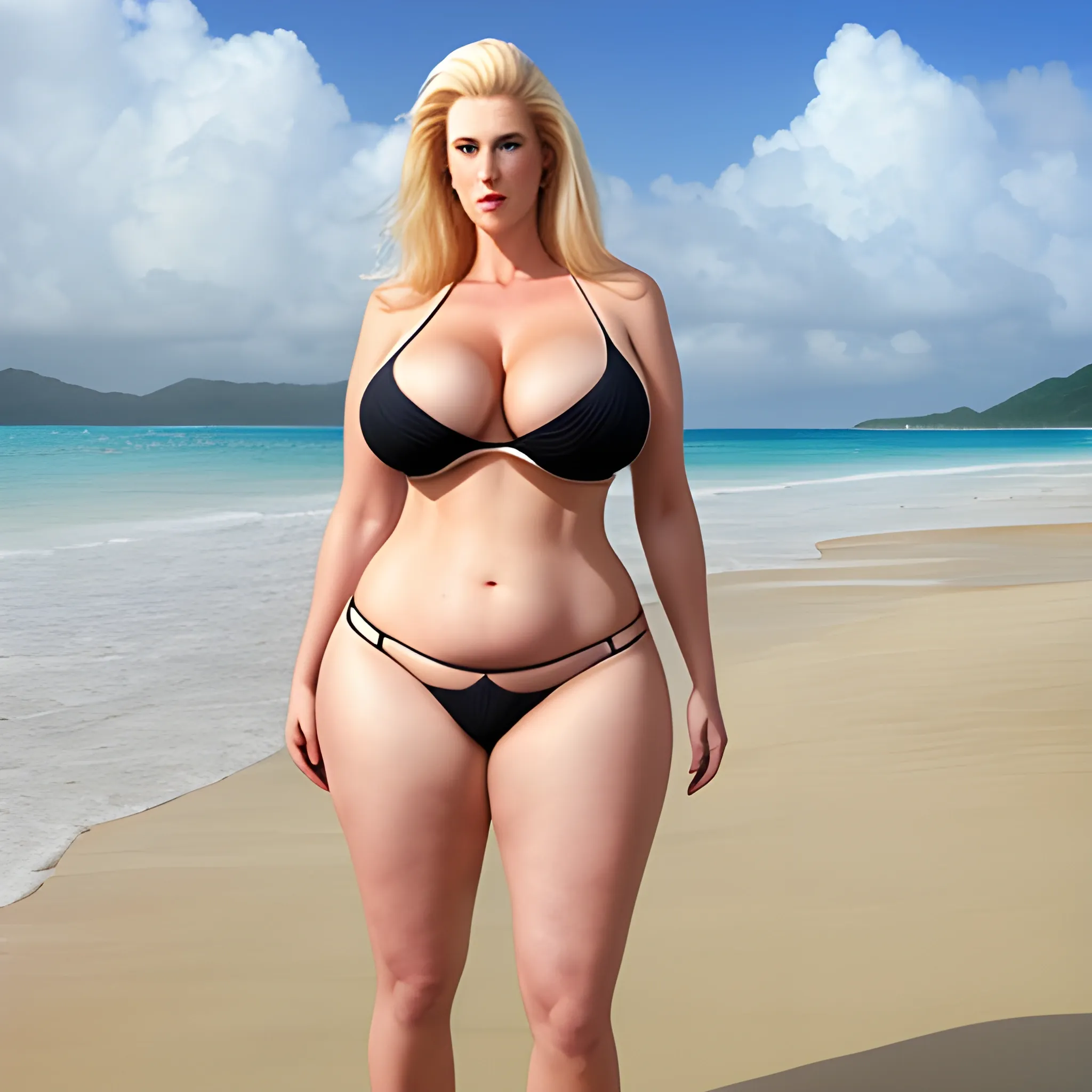 Young Beautiful Blonde Plus Size Model With Big Natural Breasts In