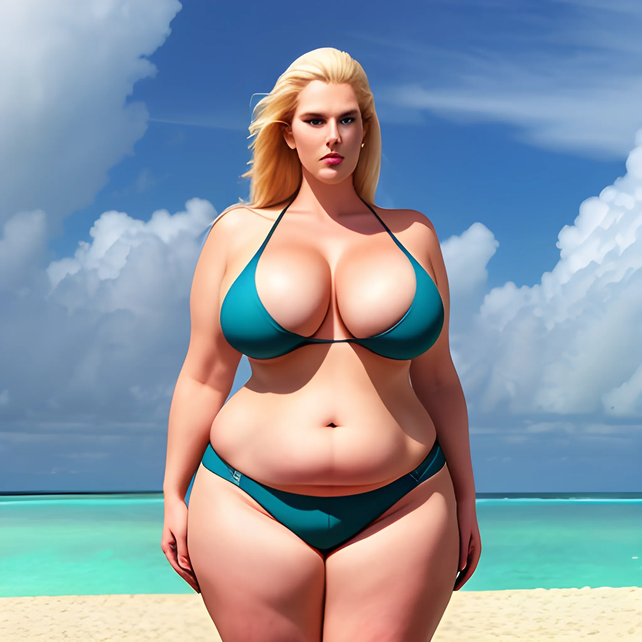 huge tall and strong plus size blonde calm young girl with small... -  Arthub.ai