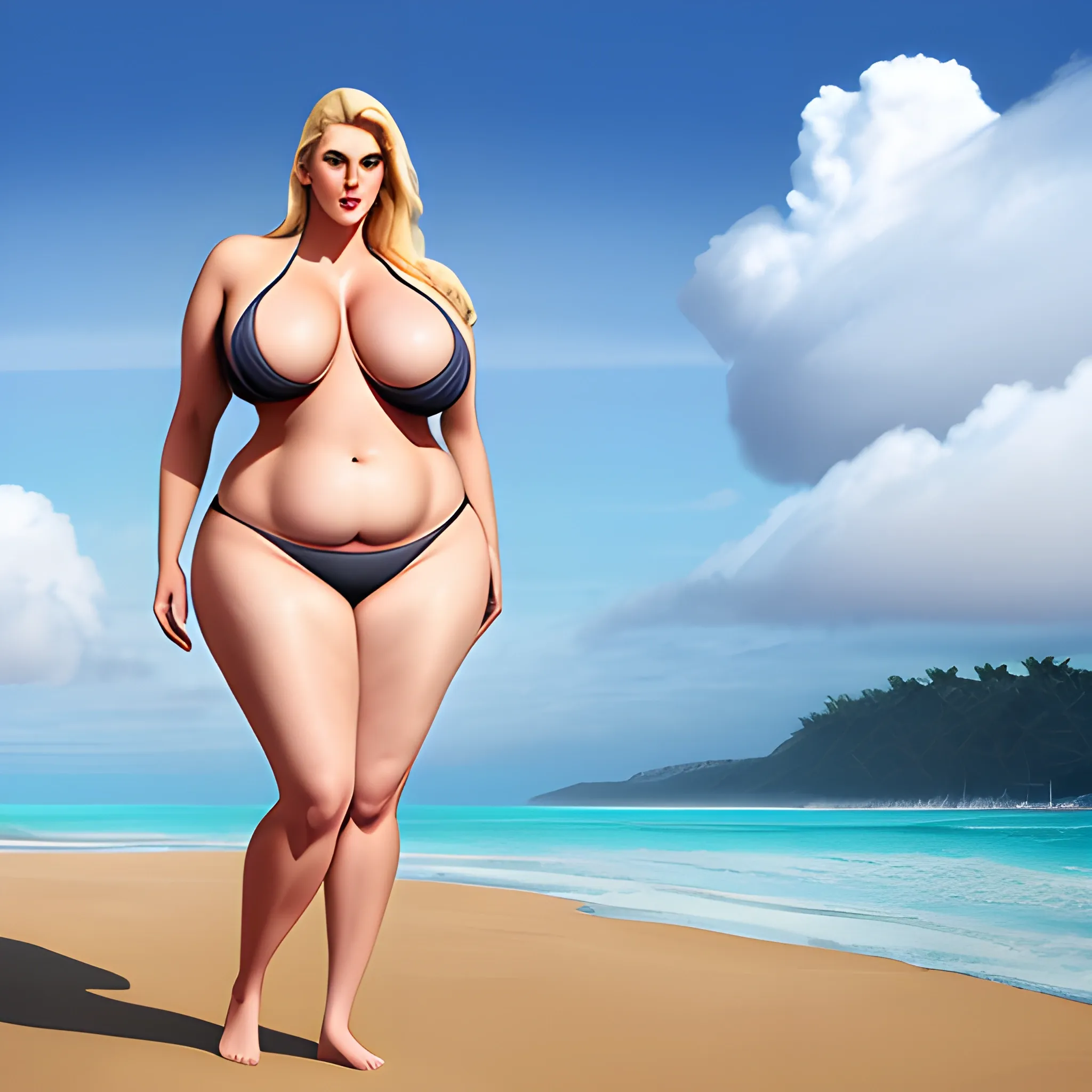 Hope Beel Risque Print Blonde Model Pretty Woman Big Boobs Yoga Beach C918