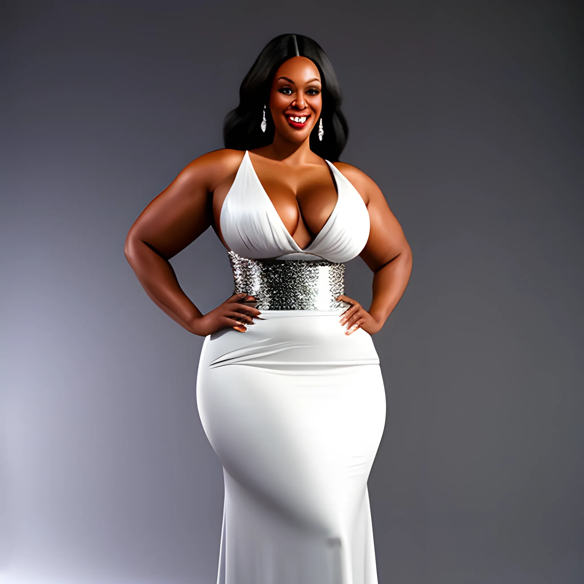 very tall plus size muscular black girl with small head, very br