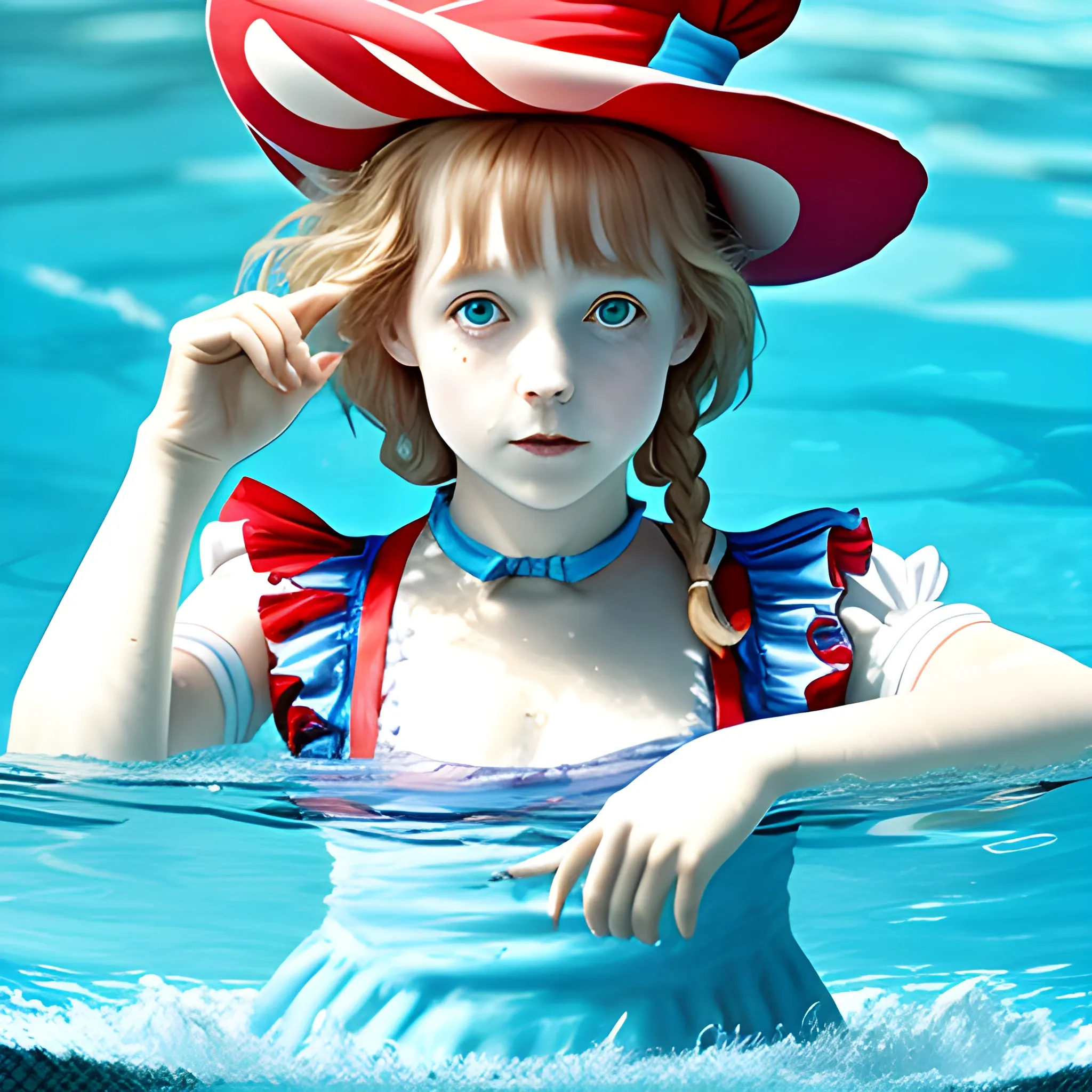 alice in wonderland swimming in the pool