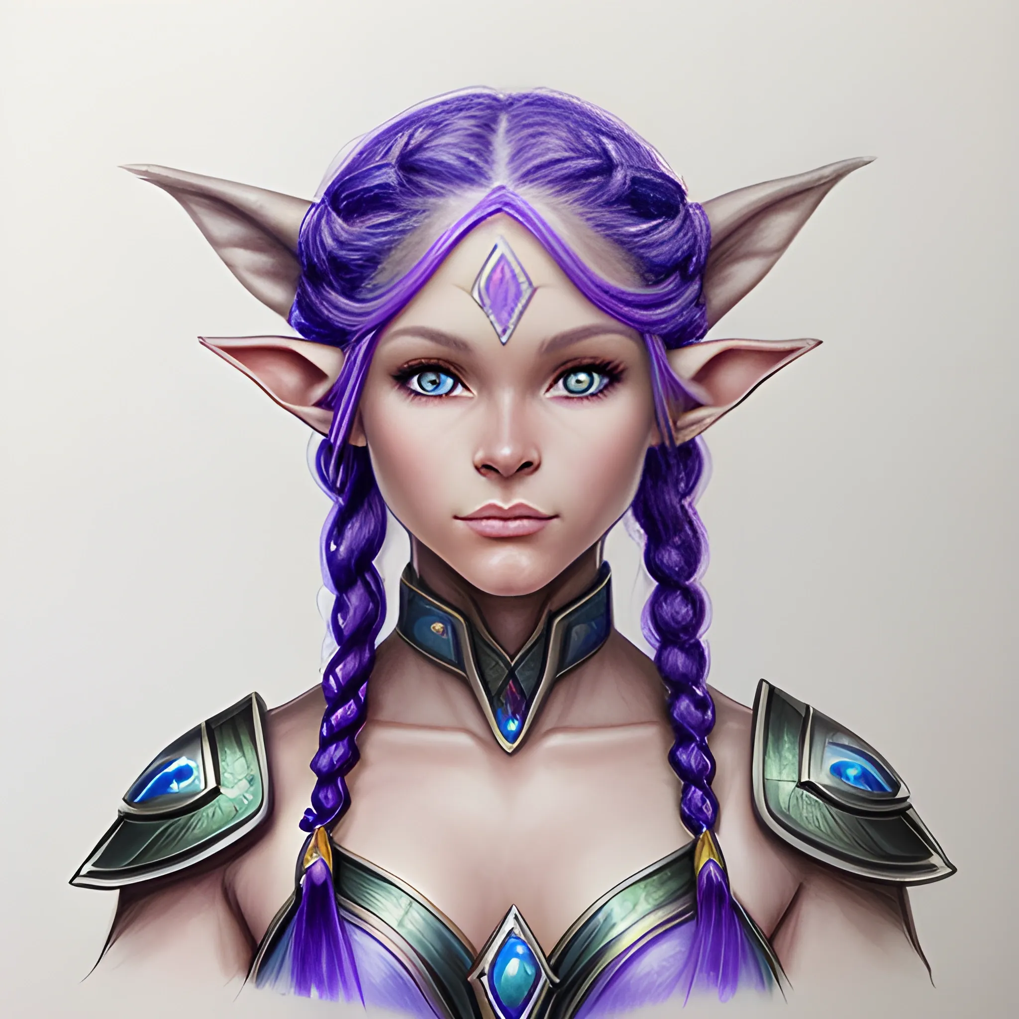 Etheral Water Female Elf With Light Browne Skin Purple Eyes Arthubai