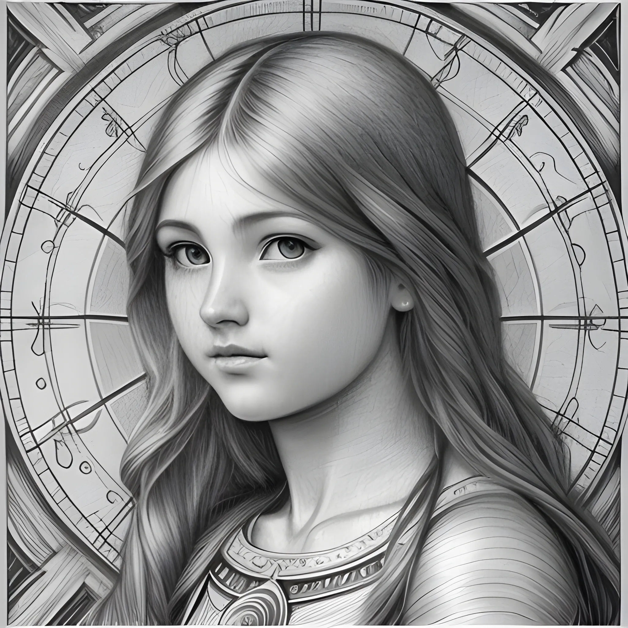 realistic detailed pencil drawing, virgo astrology figurative symbol, waterhouse style, highest quality,  4k resolution, intricate artwork, Pencil Sketch
