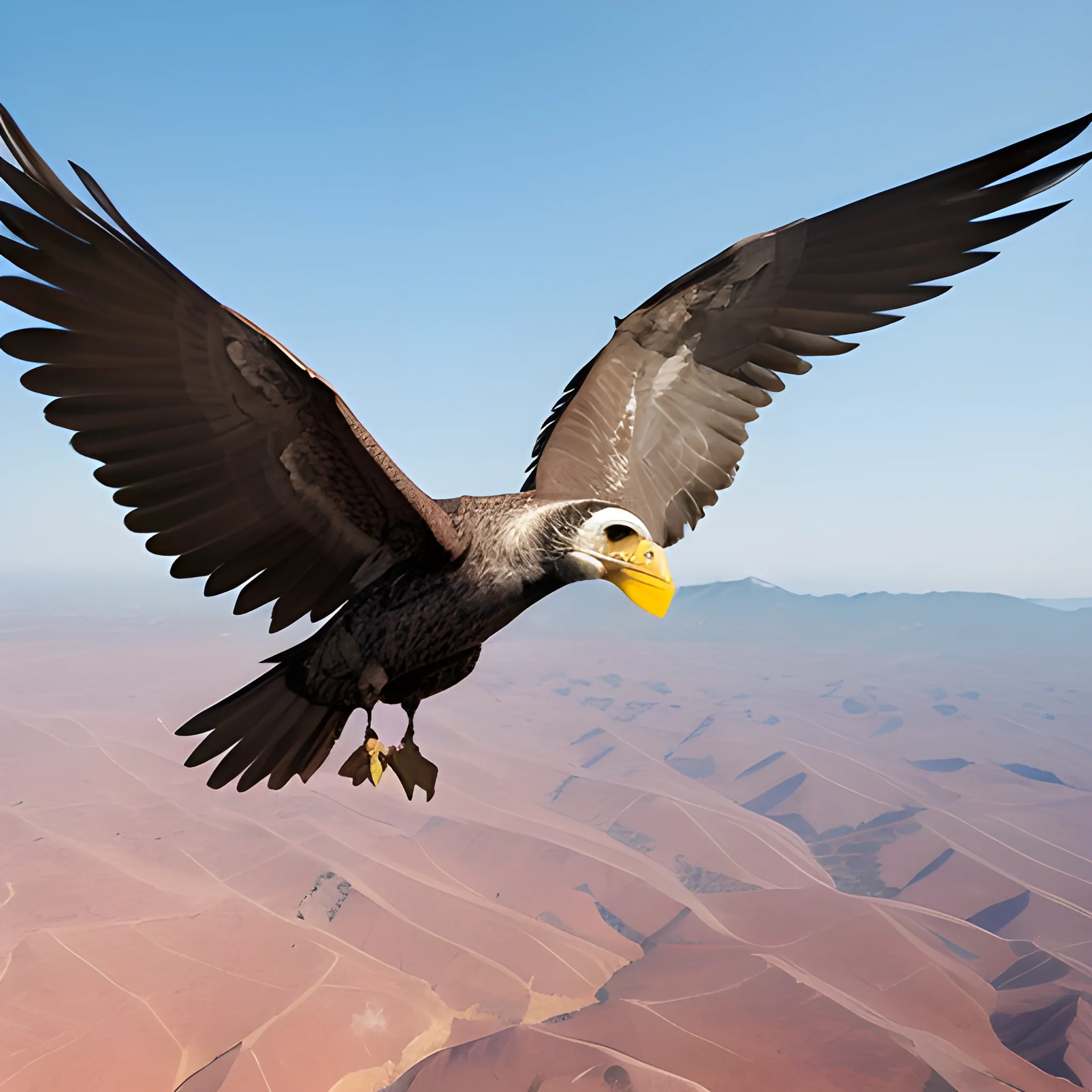 hombre volando sobre una paloma gigante