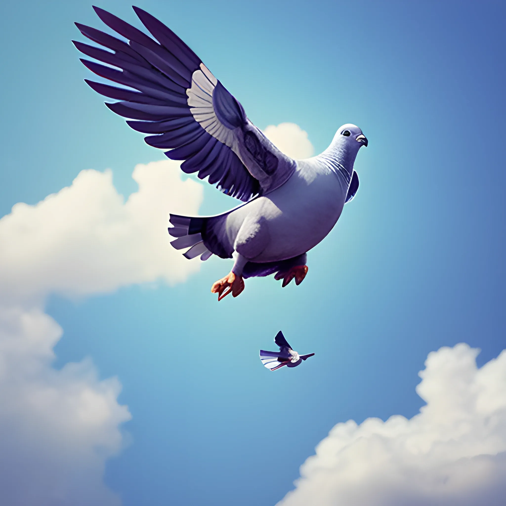 man flying on a giant pigeon