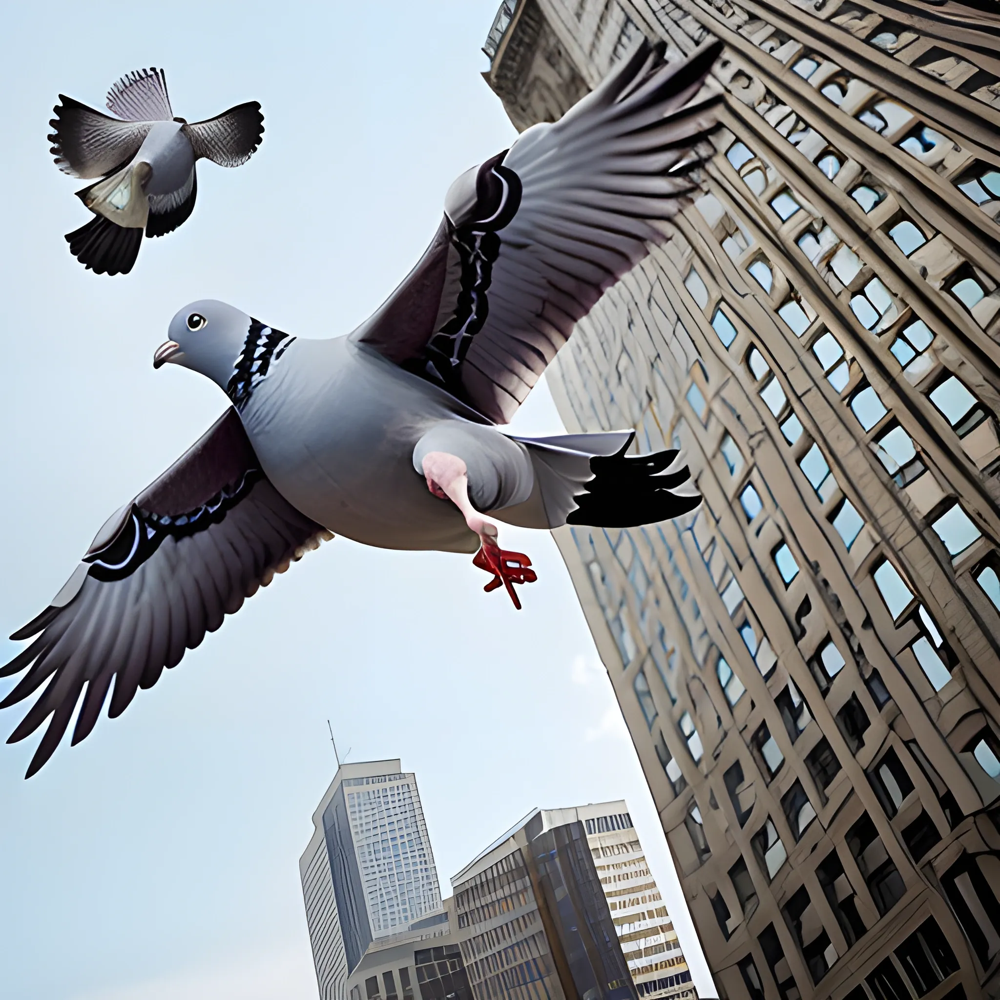 man flying on a giant pigeon