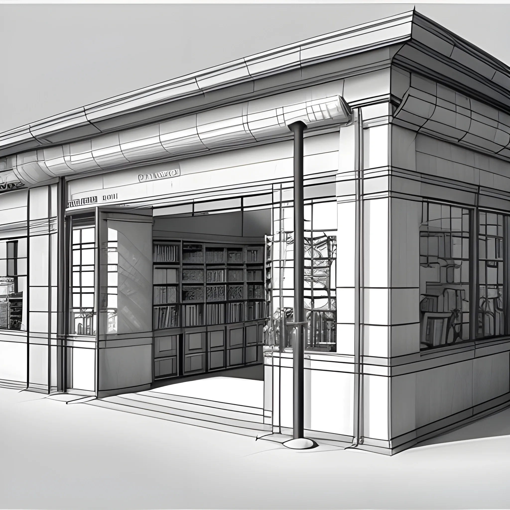 Thirft store community hubs, Pencil Sketch, 3D