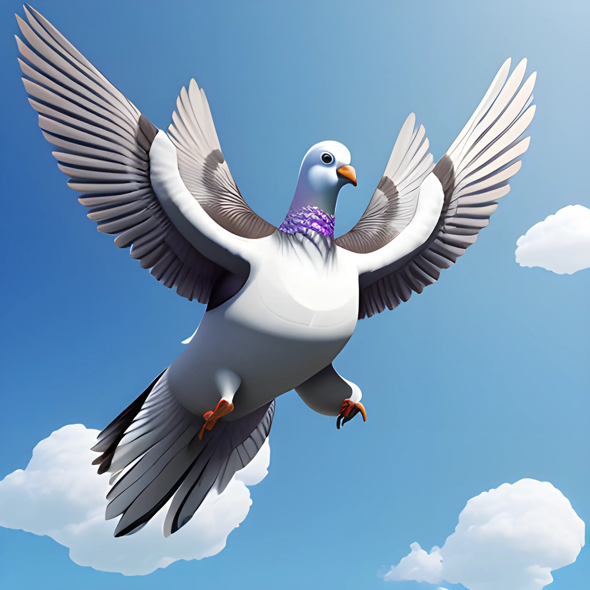 man flying on a giant pigeon,   3D