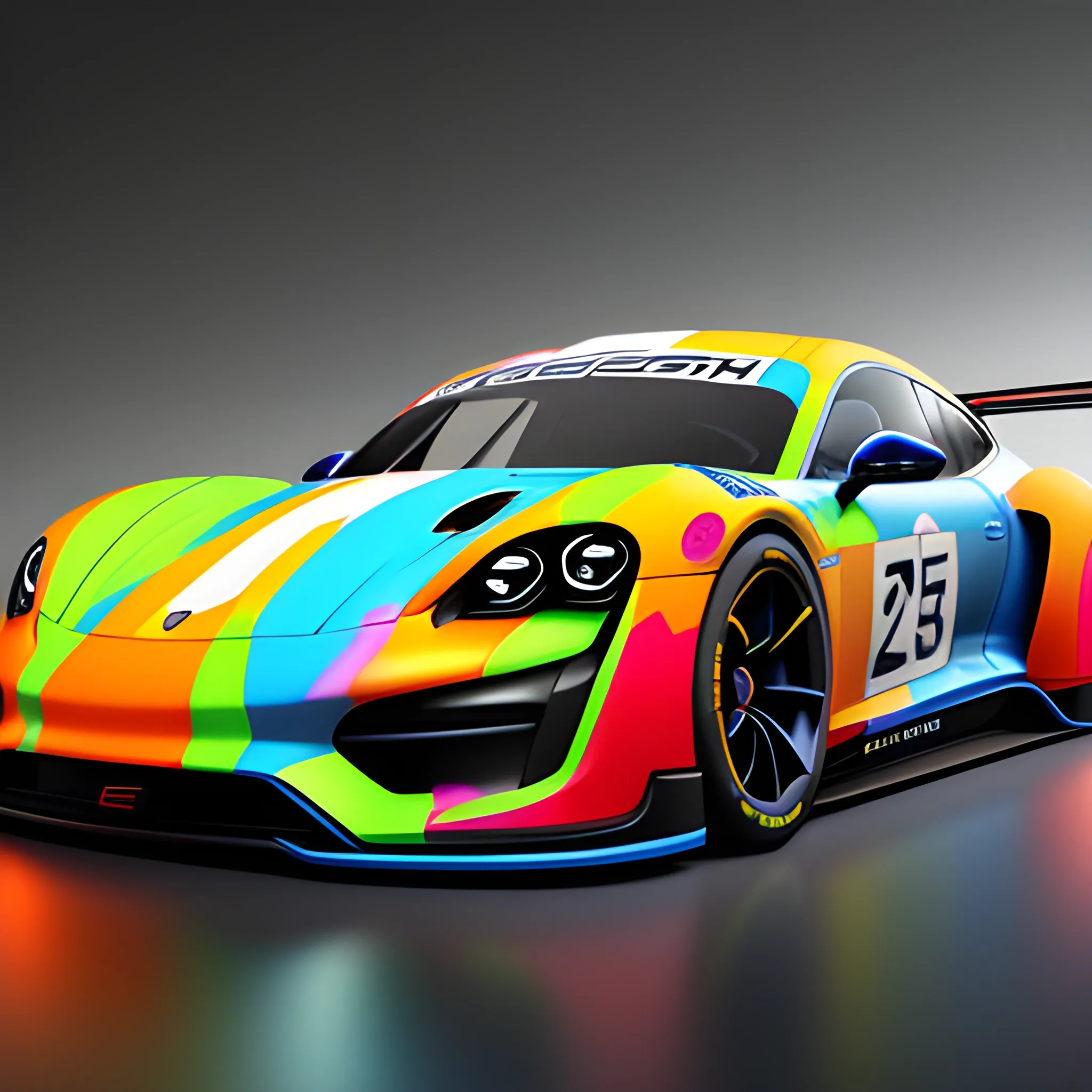 a portrait of a fast running racing car, colorful, hyperdetailed, intricate, concept art, smooth, 3d, 8k resolution wallpaper, trending on artstation, Trippy, porsche taycan