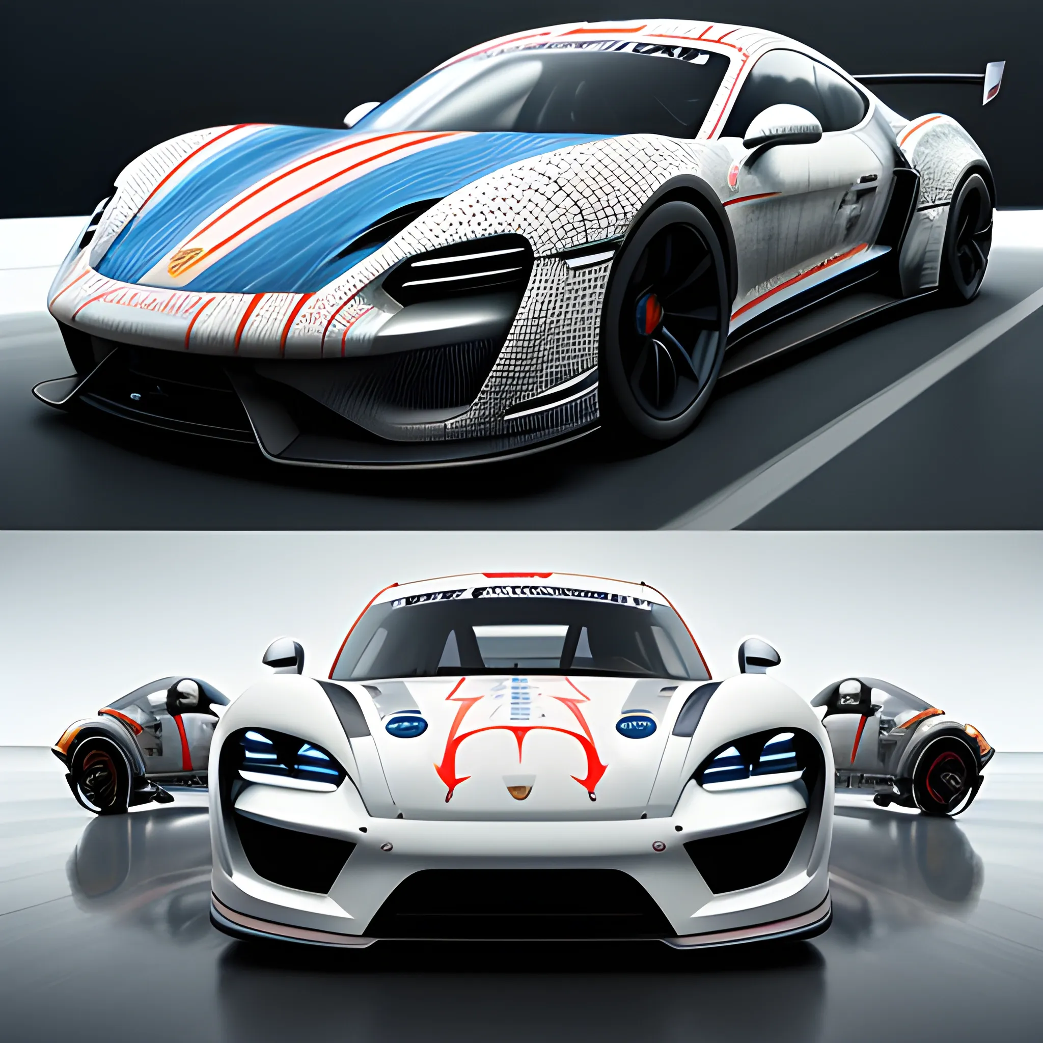 a portrait of a fast running racing car, hyperdetailed, intricate, concept art, smooth, 3d, 8k resolution wallpaper, trending on artstation, Trippy, porsche taycan