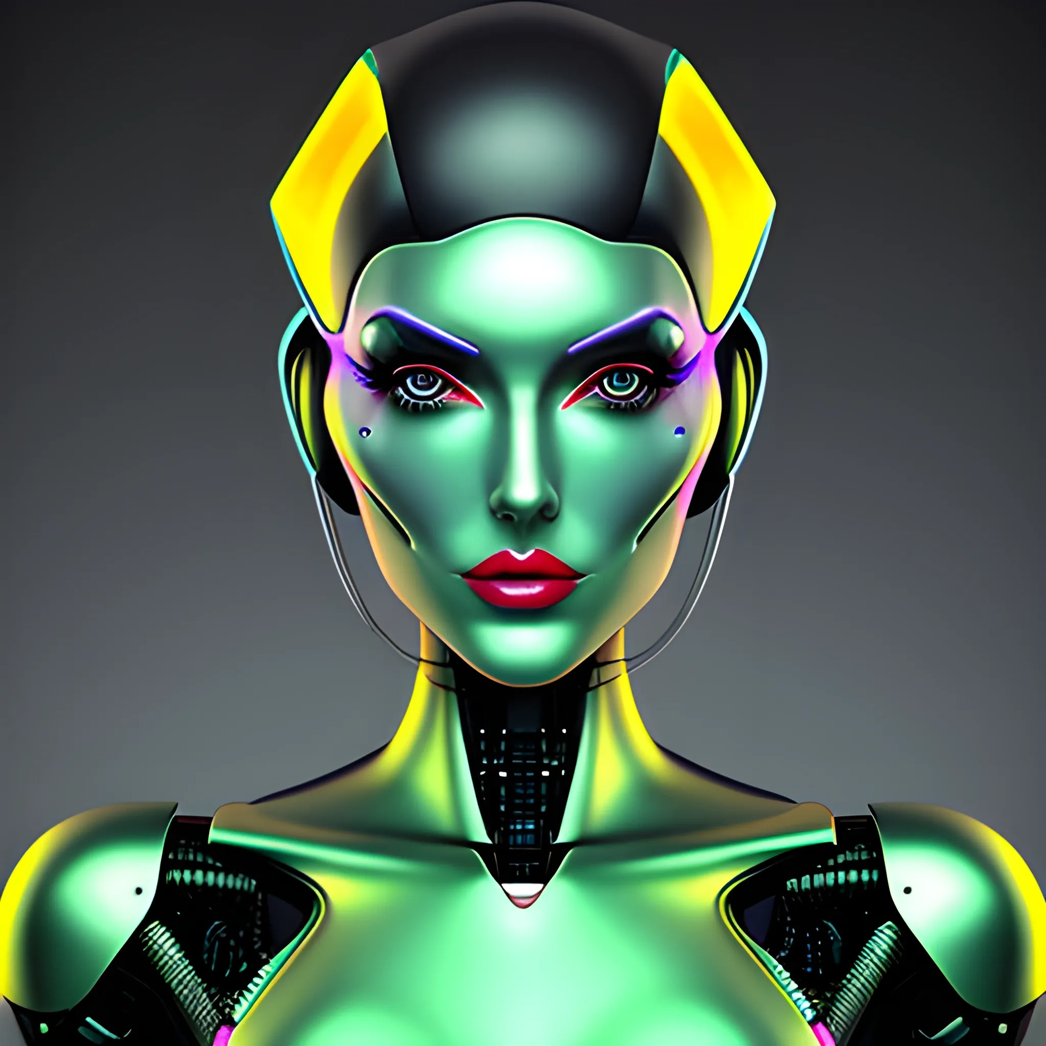 Close Up Of Beautiful Robot Girl With Robot Face 3d Trippy Arthubai 
