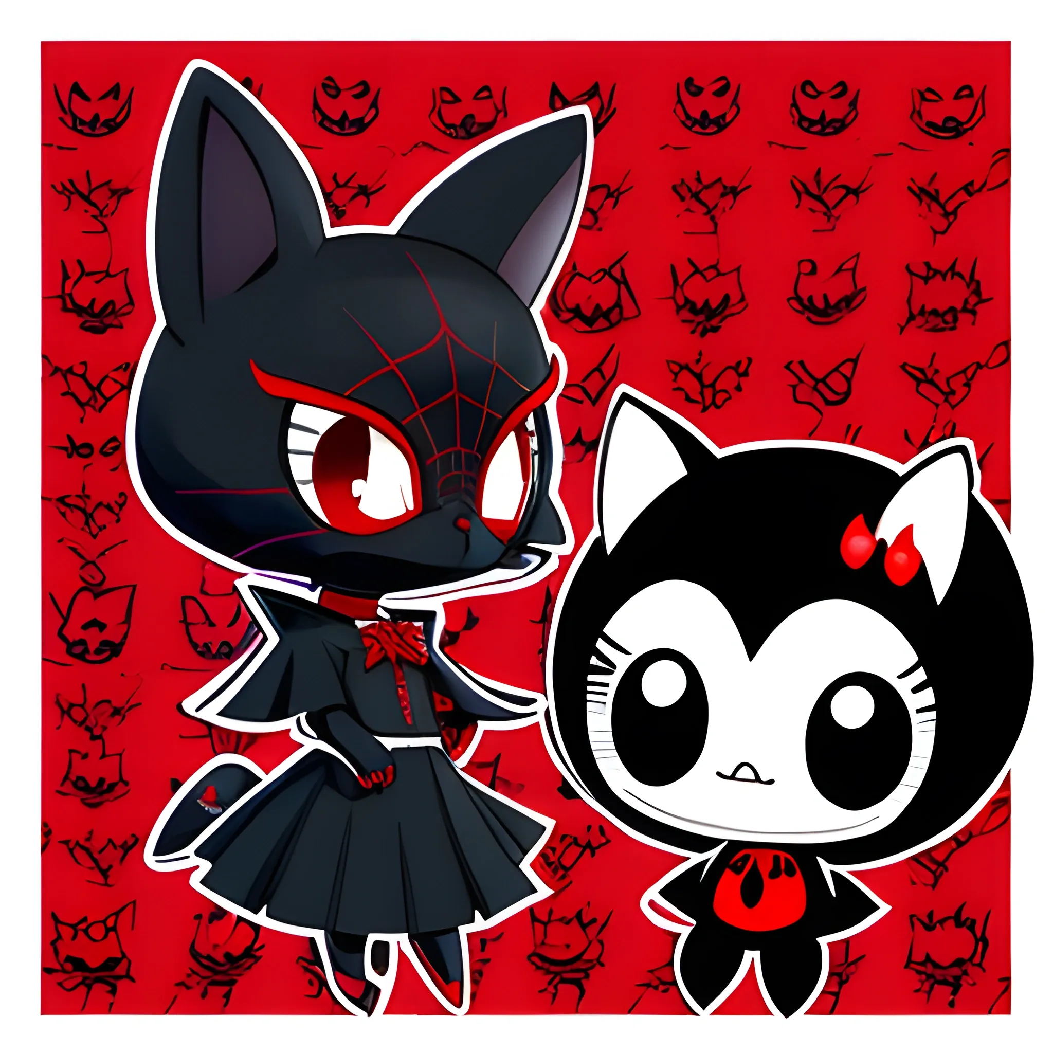 kuromi from sanrio like a school girl and miles morales spiderman