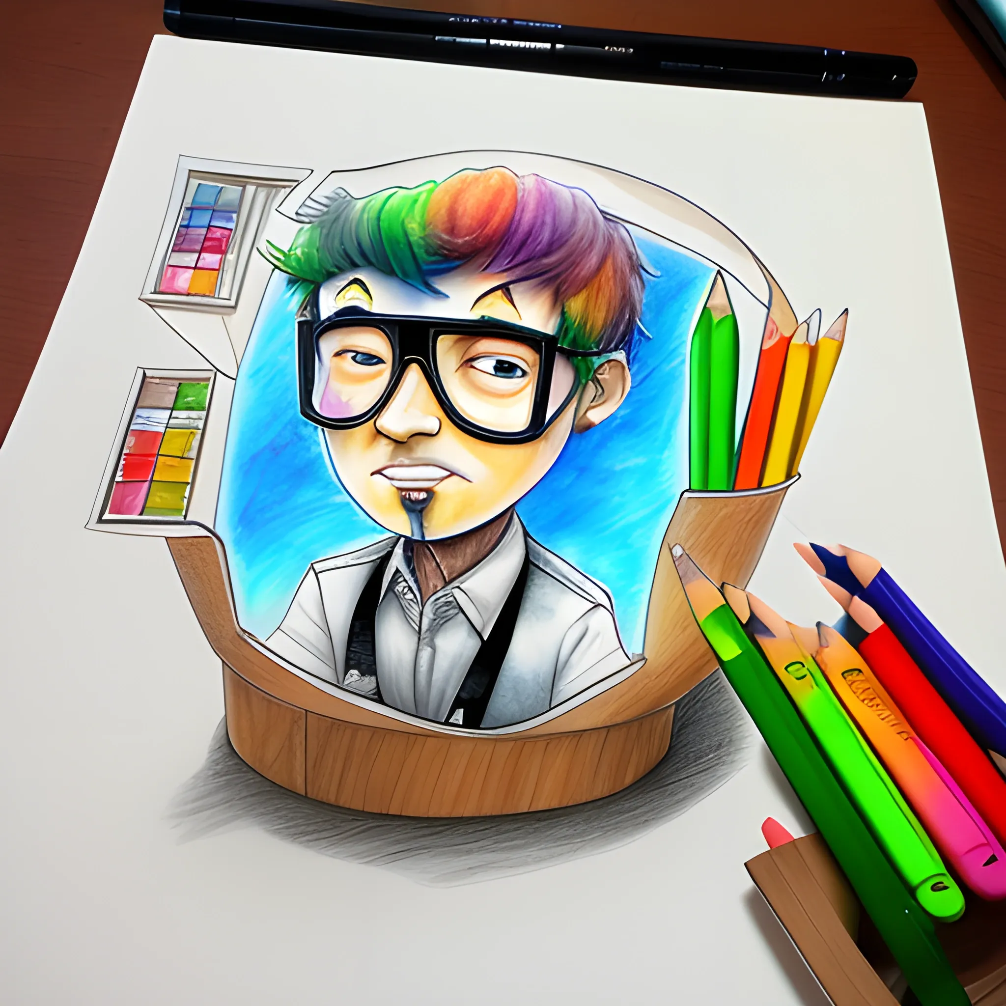 poeople full, 3D, Cartoon, 3D, Pencil Sketch, Water Color