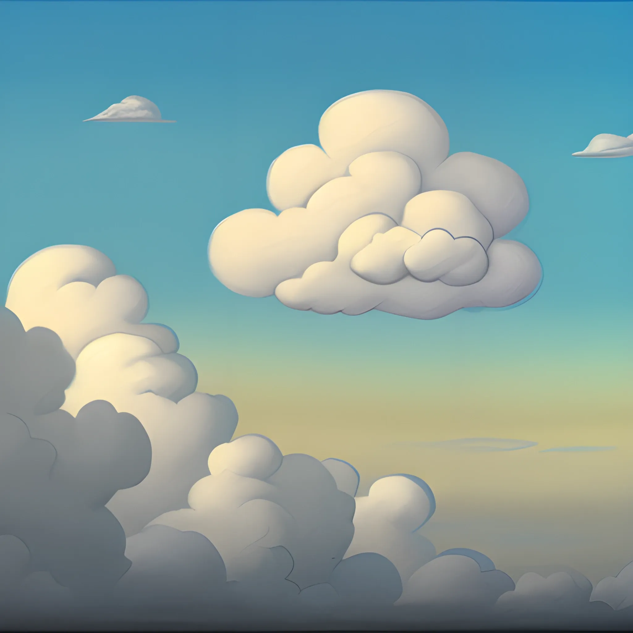 Billowing Clouds on the horizon, Cartoon