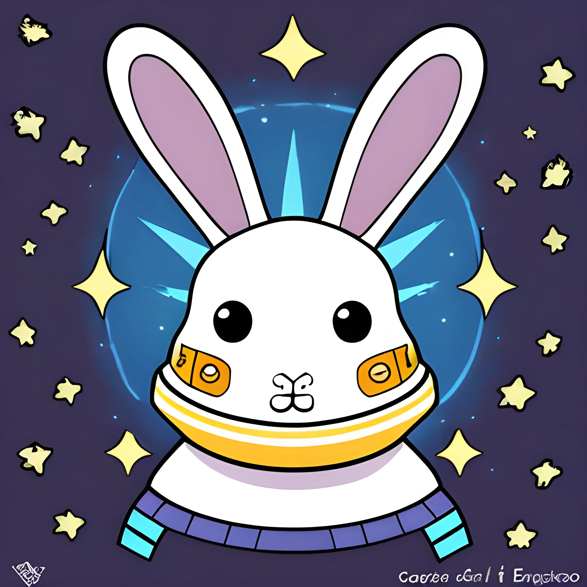 conejo, espacial, cosmico, estrellas , Cartoon,