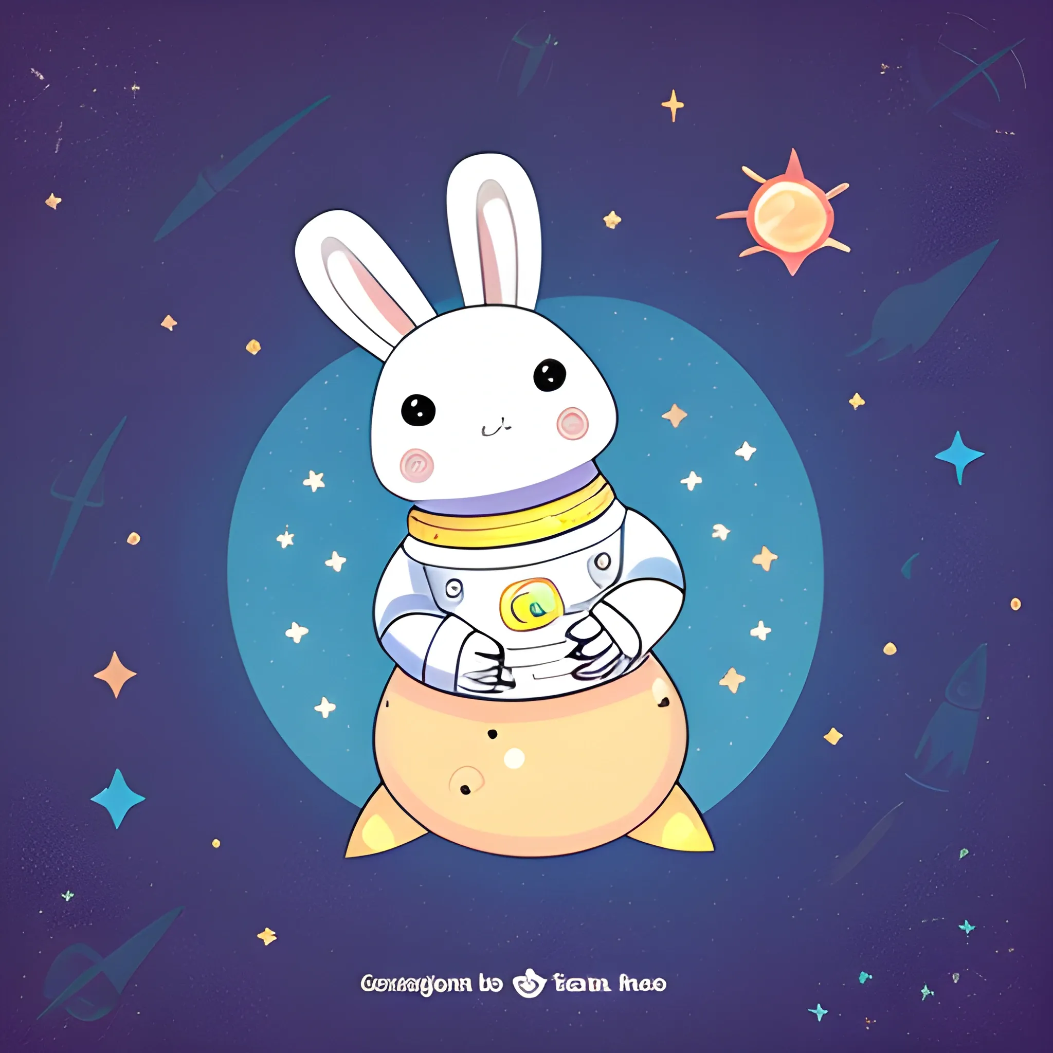 conejo, espacial, cosmico, estrellas , Cartoon, cute 