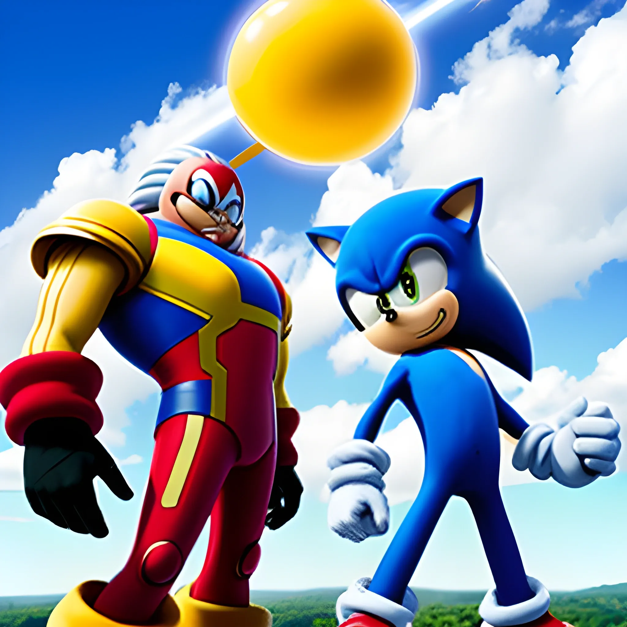 sonic y eggman ayudando a los avengers 