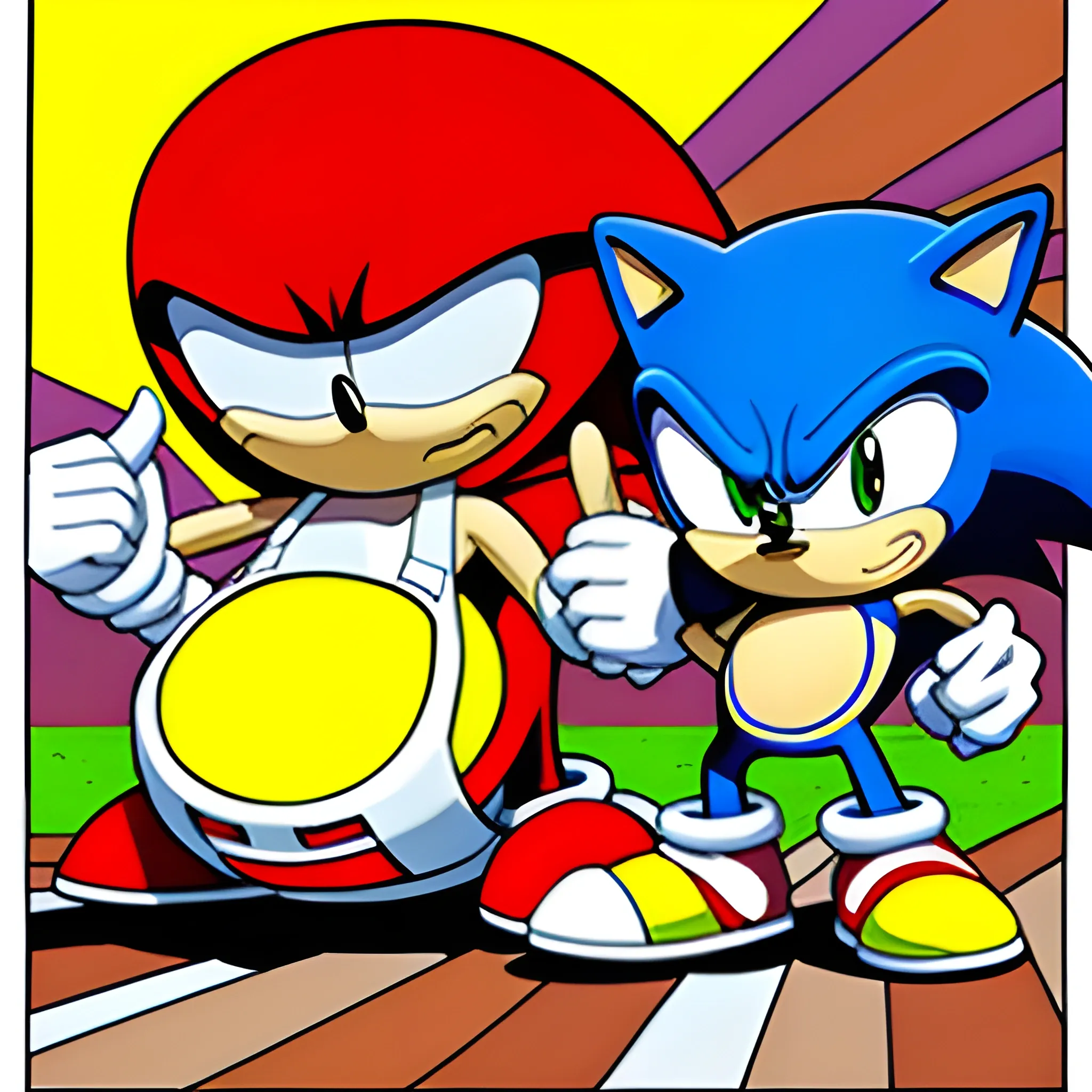 sonic y eggman ayudando a los vengadores, crossover , Cartoon