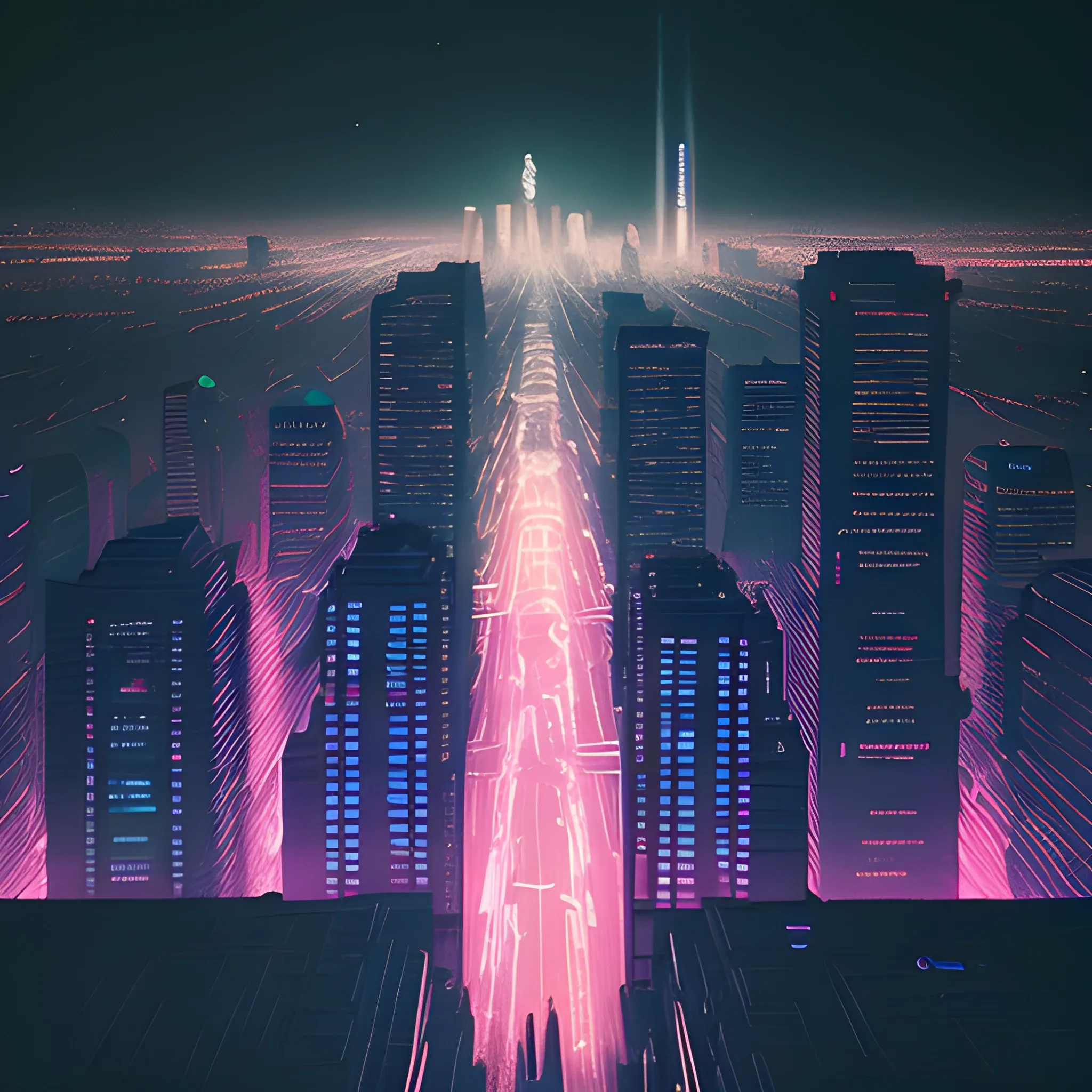 a panorama wide shot photo of a ghostly glowing city (in the style of Fine Art and Memphis), (trending on Art on Instagram), (simple, unexpected, space punk), (multiracial, aesthetic, moody lighting, sfumato), (high quality), (detailed), (masterpiece), (best quality), (highres), (extremely detailed), (8k), (NSFW:0.5)