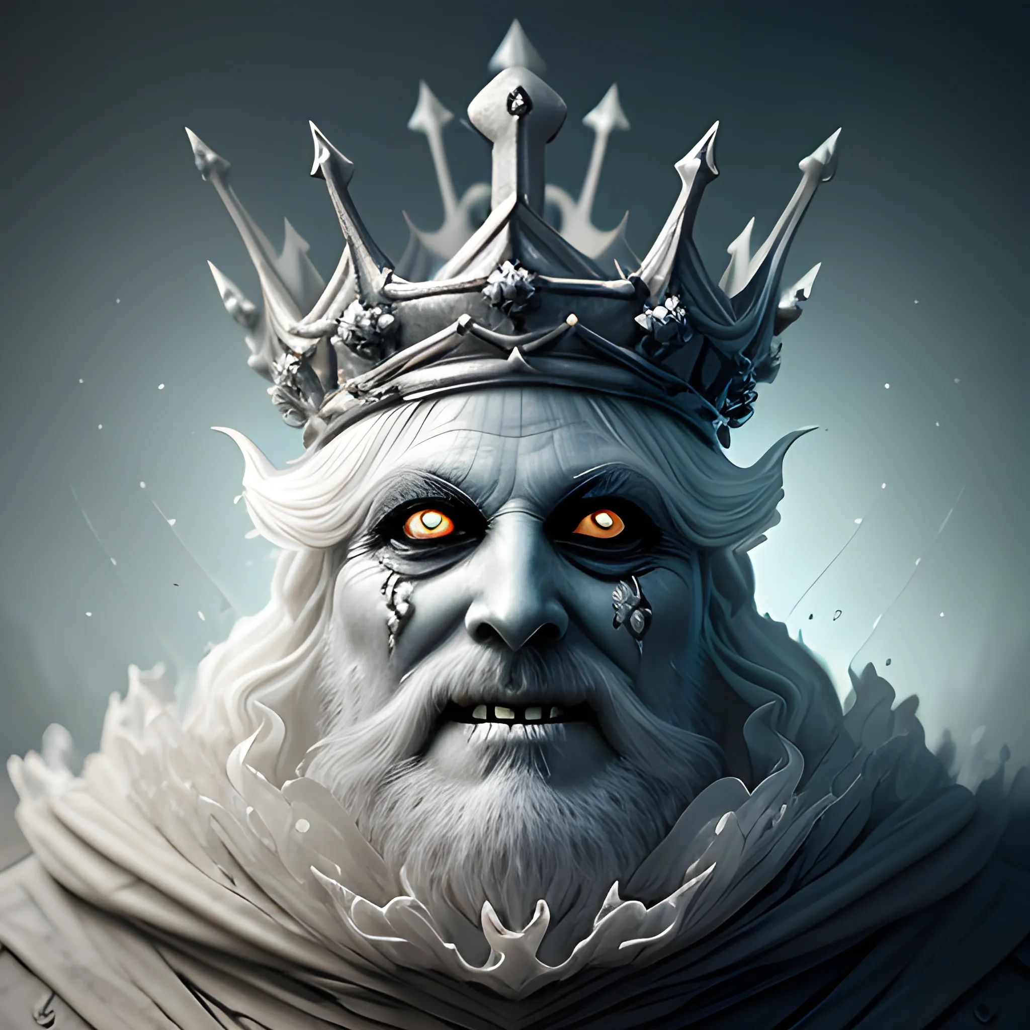 un-natural ghost king with a black pointed crown, creepy smile, ... -  Arthub.ai