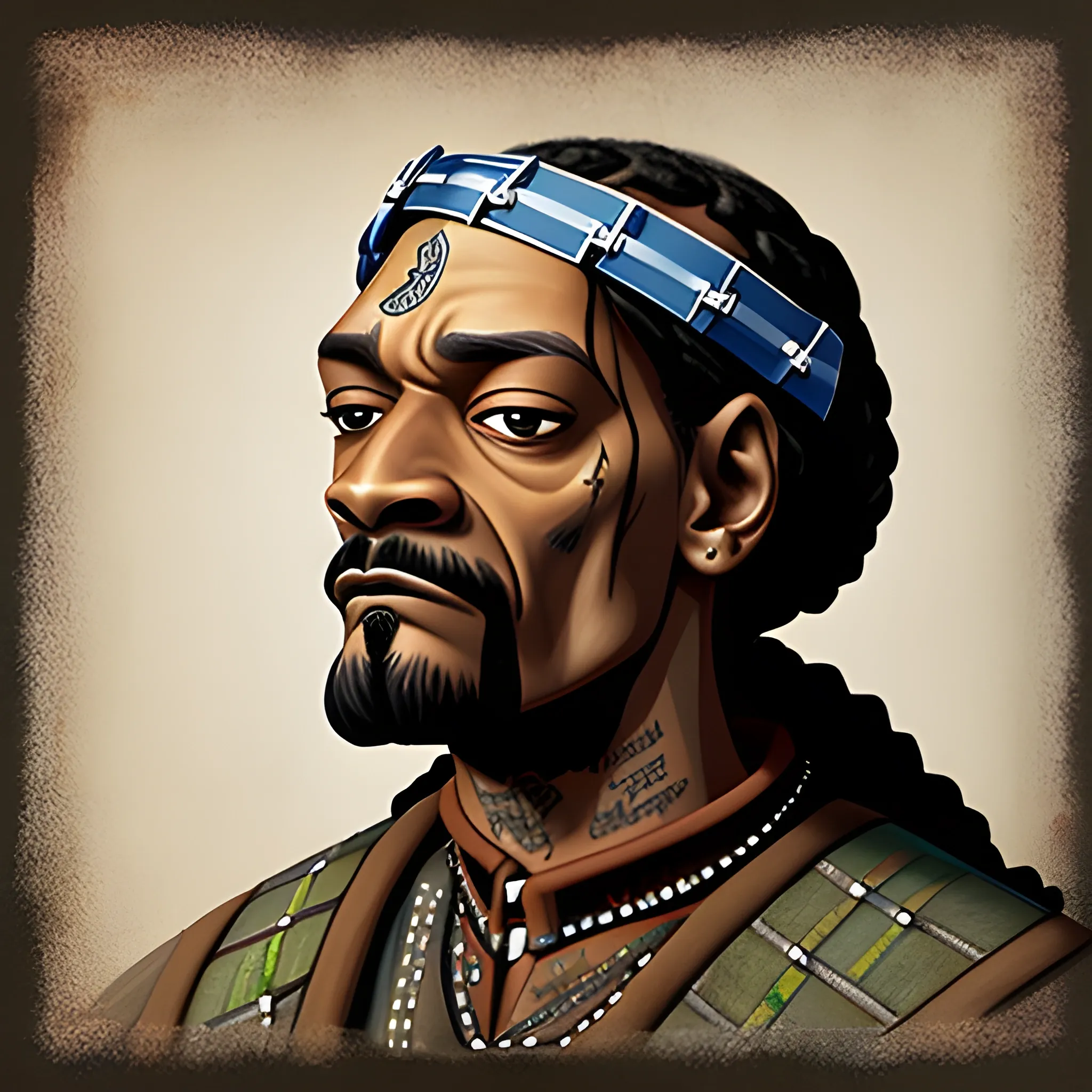 Portrait of snoop dogg as William wallace from Braveheart movie, Cartoon