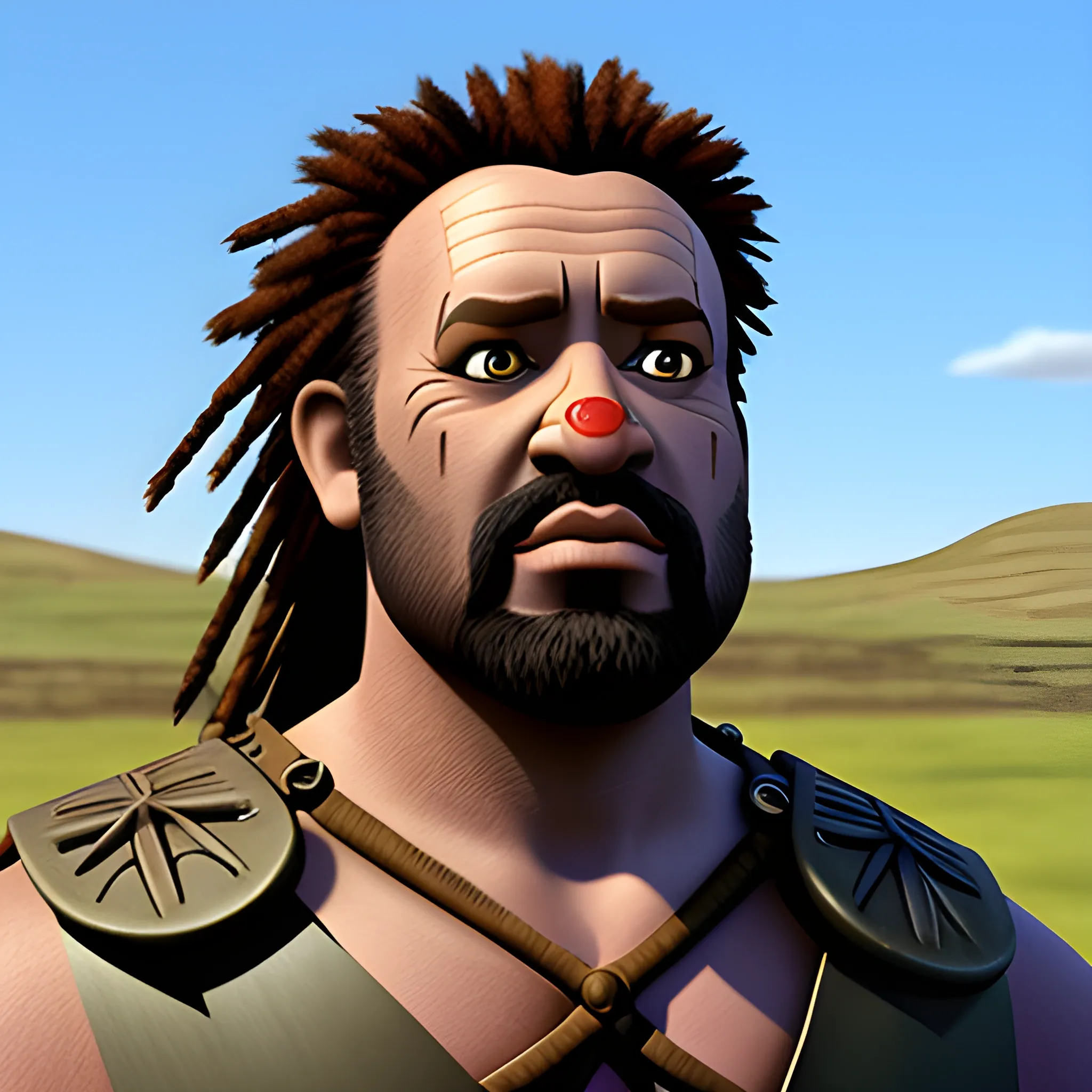 William wallace from Braveheart movie as an African American, Cartoon, 3D
