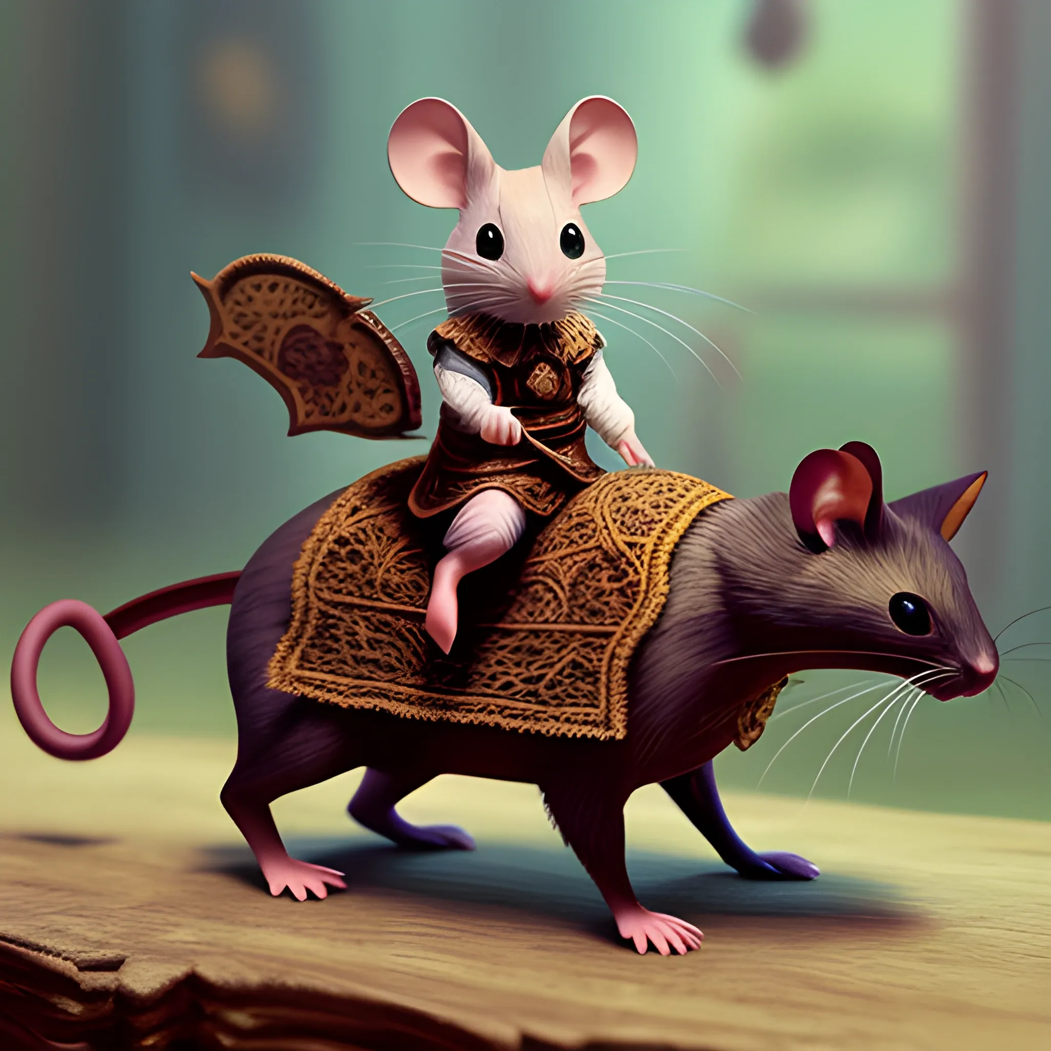 a mouse with a lace riding a cat into battle.
absolute reality 1.6, ddim.