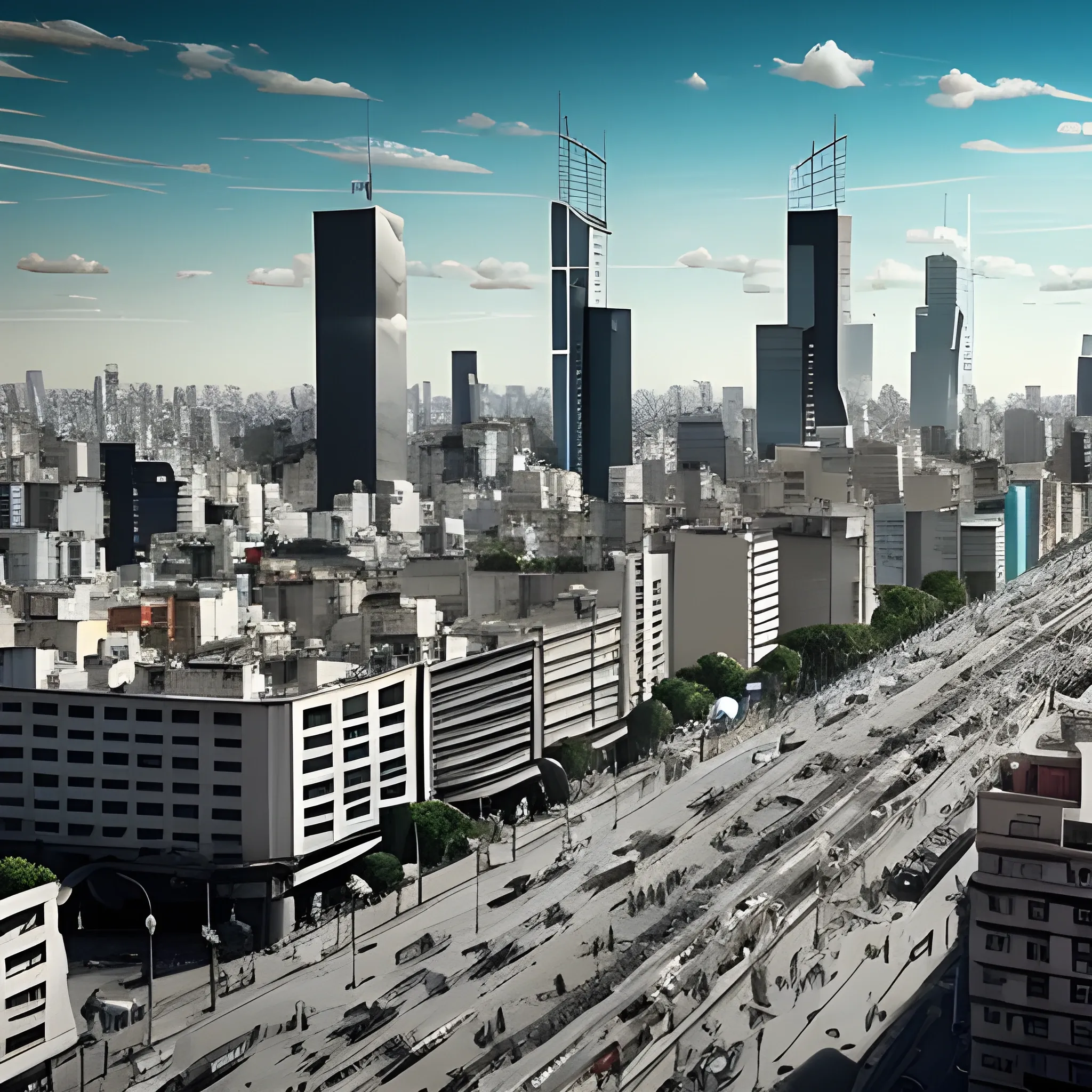 A futuristic Buenos Aires city. Daylight. Lot of people and transport. Cinematic and realistic.