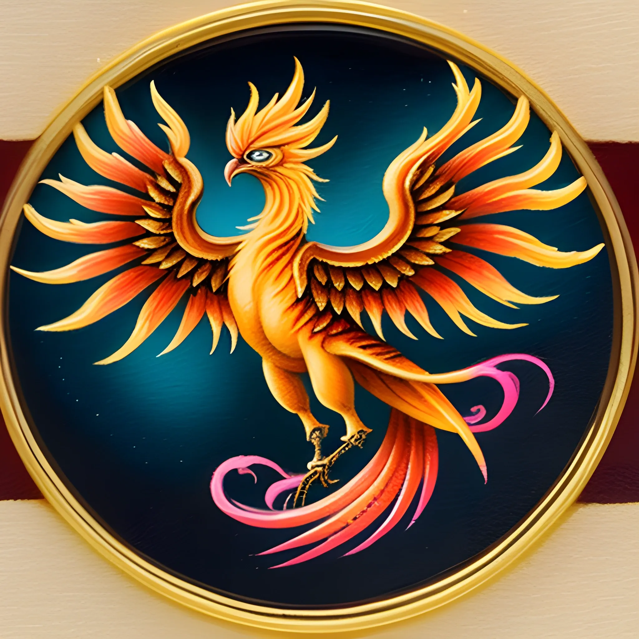A Beautiful Miniature Painting Of A Phoenix High Per Detailed 