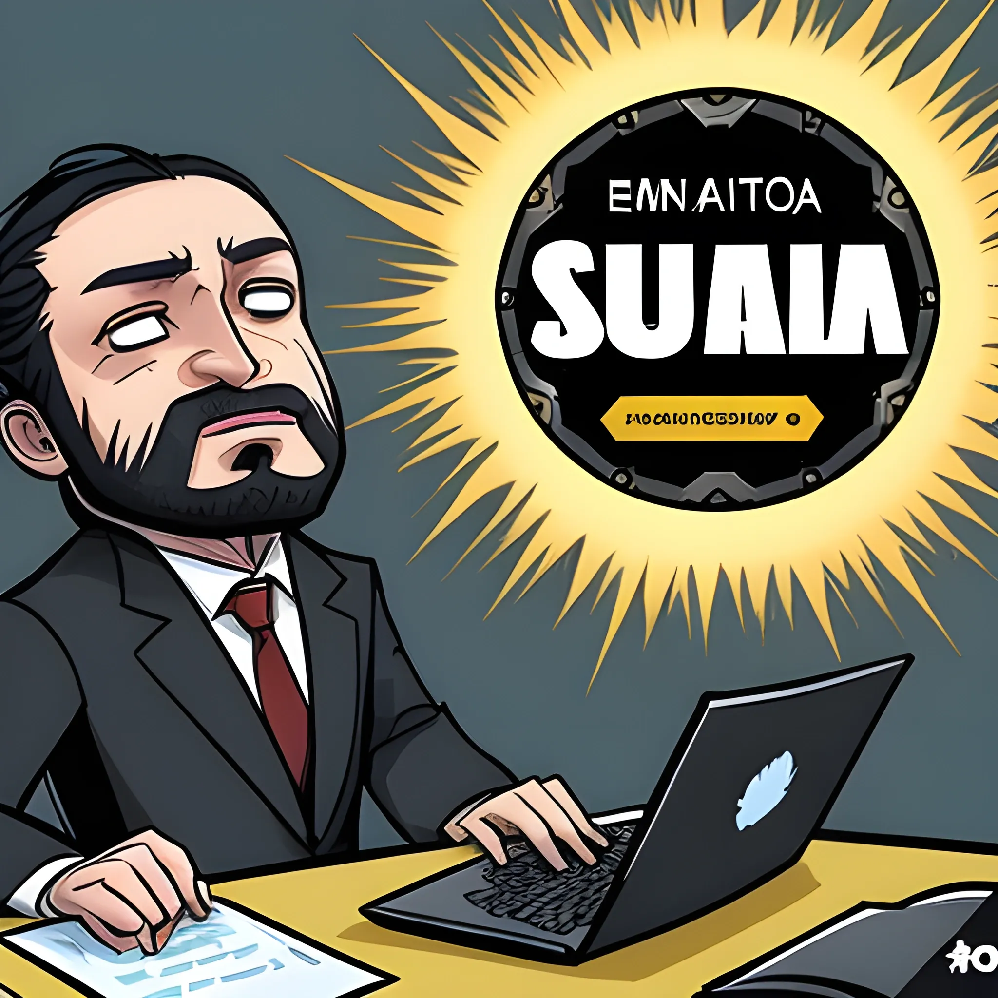 Por favor, ¿podría proporcionarme una imagen impactante que represente el impacto financiero del ciberataque a la empresa proveedor de software llamado "Sunburst"?
, Cartoon