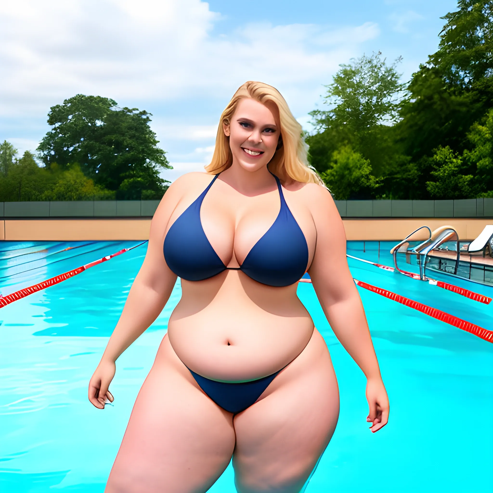 huge tall plus size, not curvy, muscular blonde young girl with