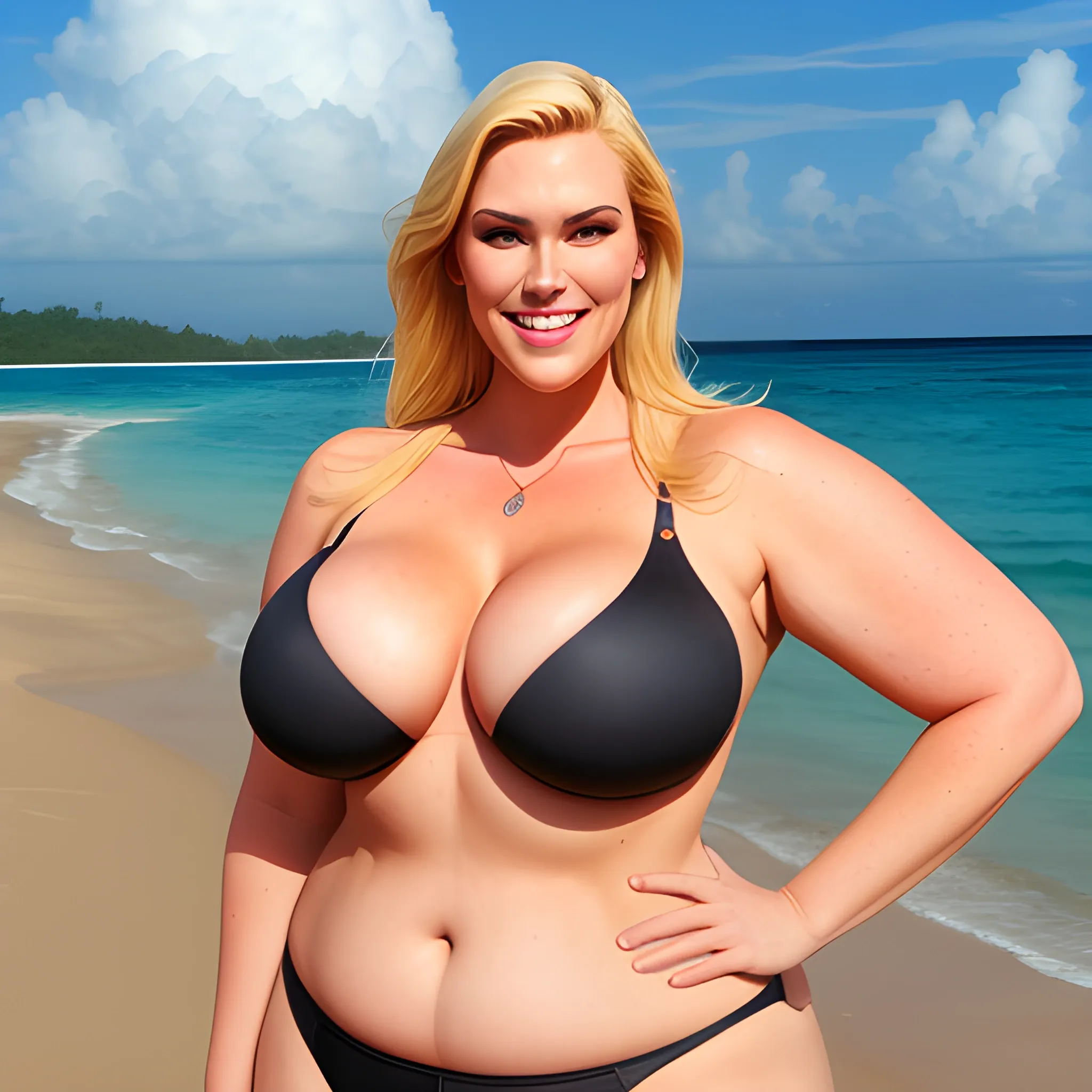huge tall and strong plus size, not curvy, blonde young girl wit 