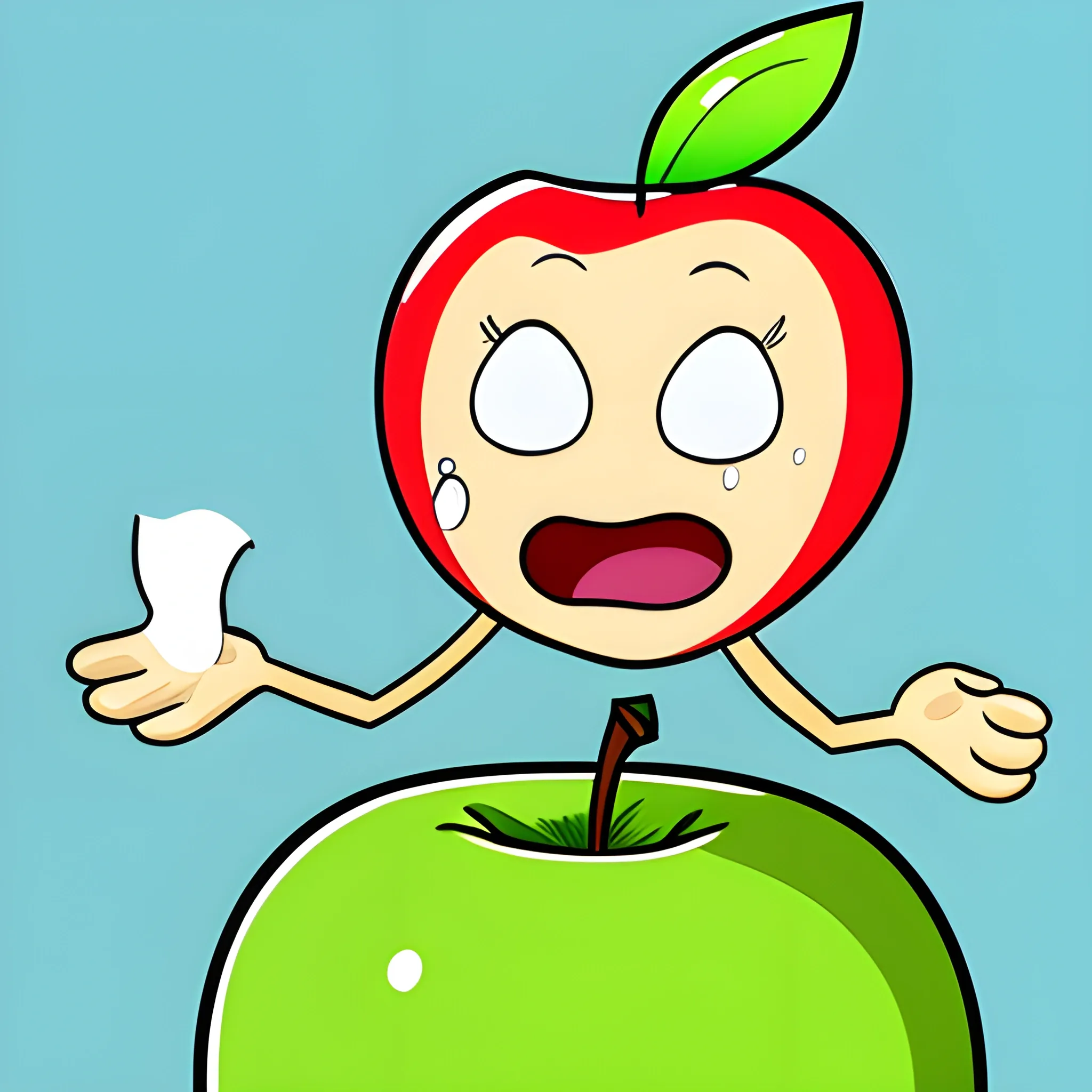 , Cartoon, apple crying while being pealed

