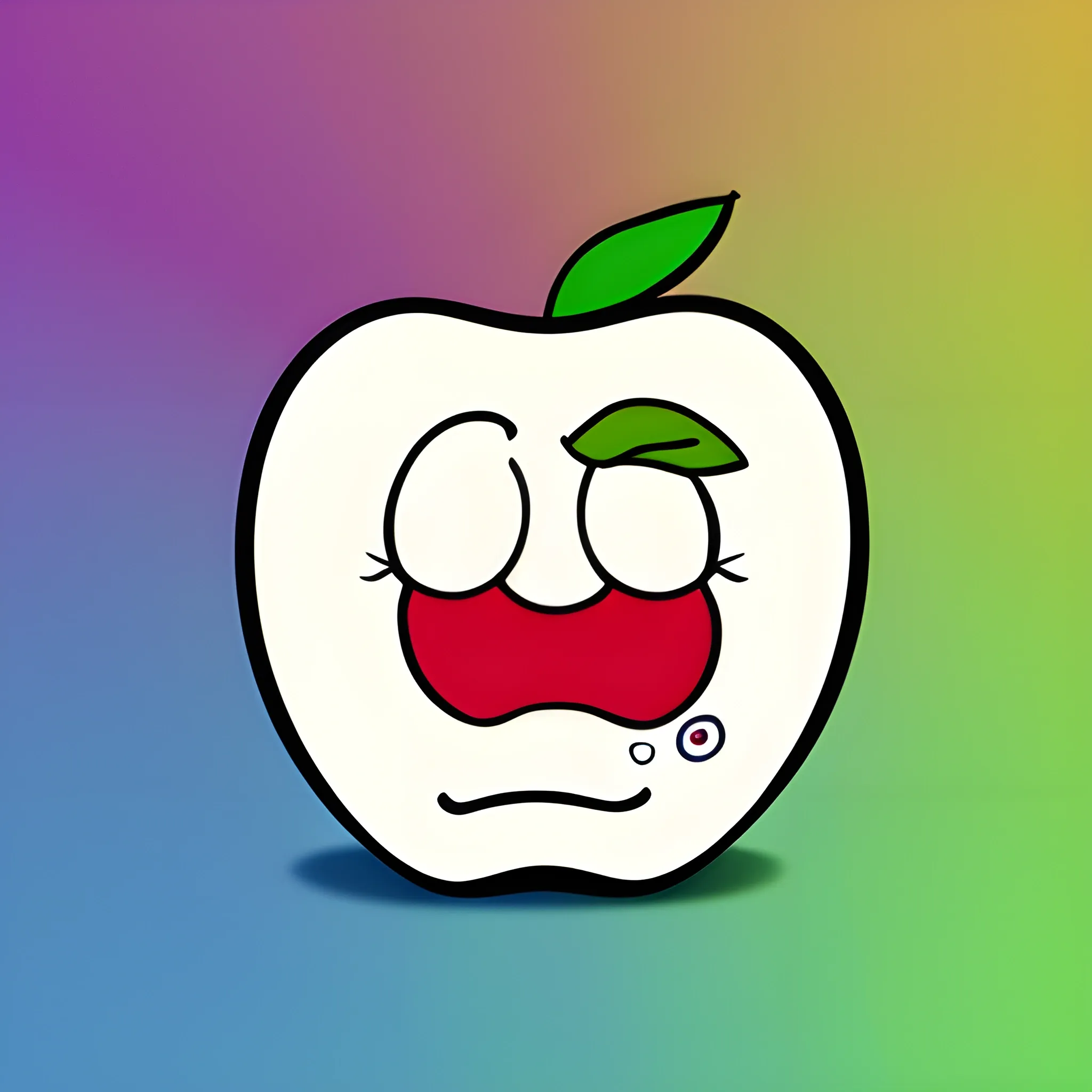 , Cartoon, apple with face crying



