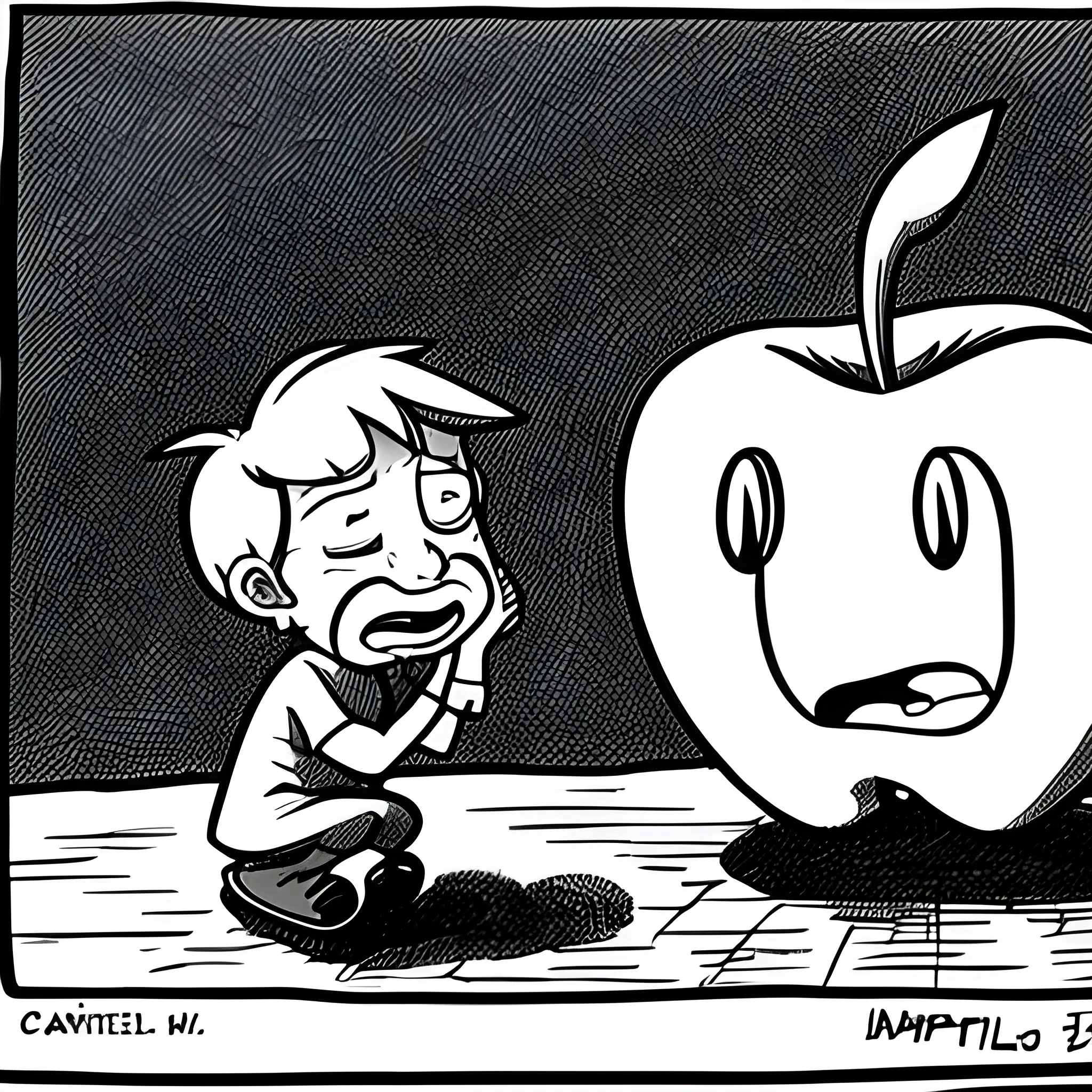 , Cartoon, an crying apple




