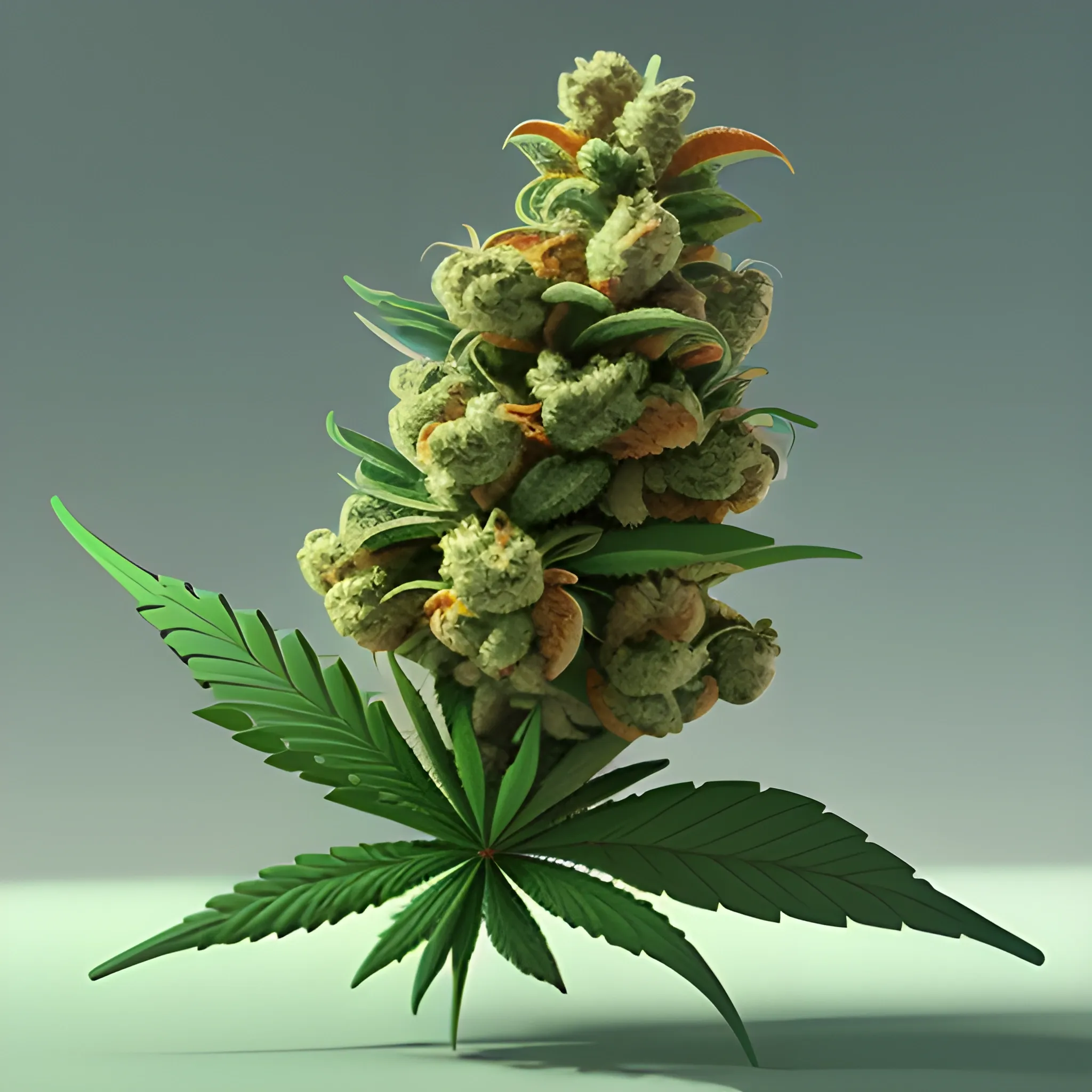 a marijuana bud , Cartoon, 3D, 3D, Cartoon