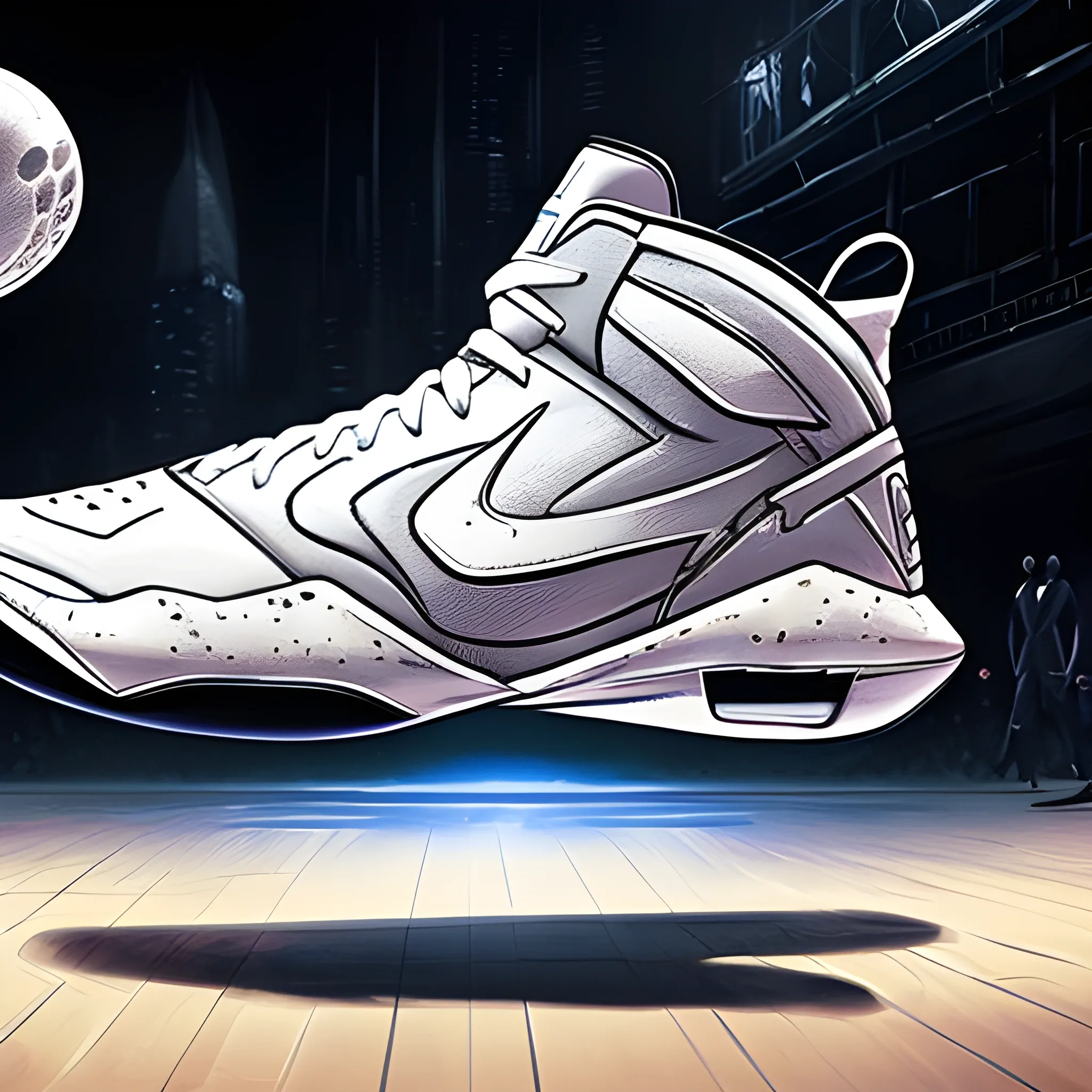 Concept Moon Knight basketball sneakers, popular in art station, smooth, sharp focus