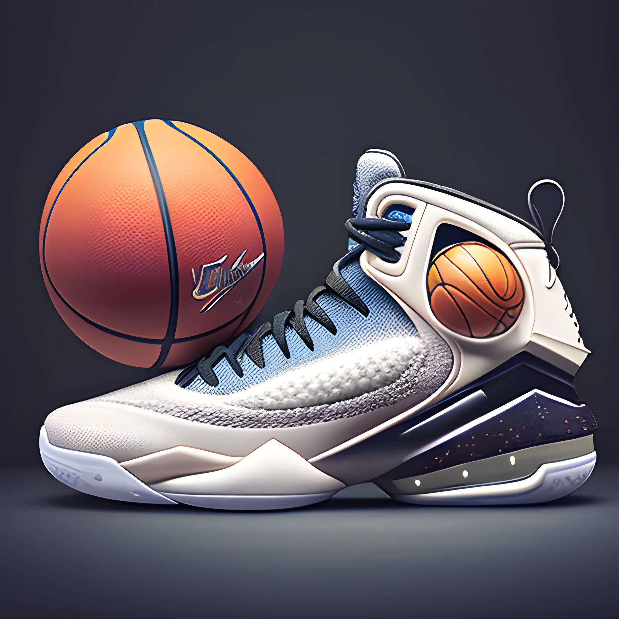 Surreal and heavy detailed ball space basketball shoes product p