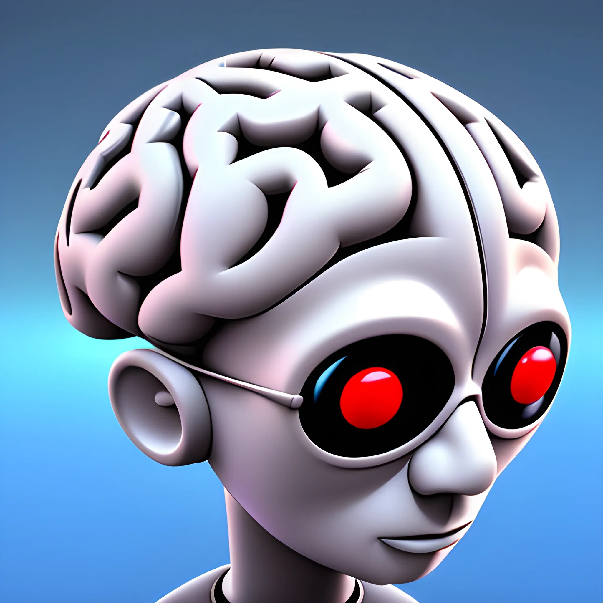 AI brain man, 3D, Cartoon, 3D, 3D