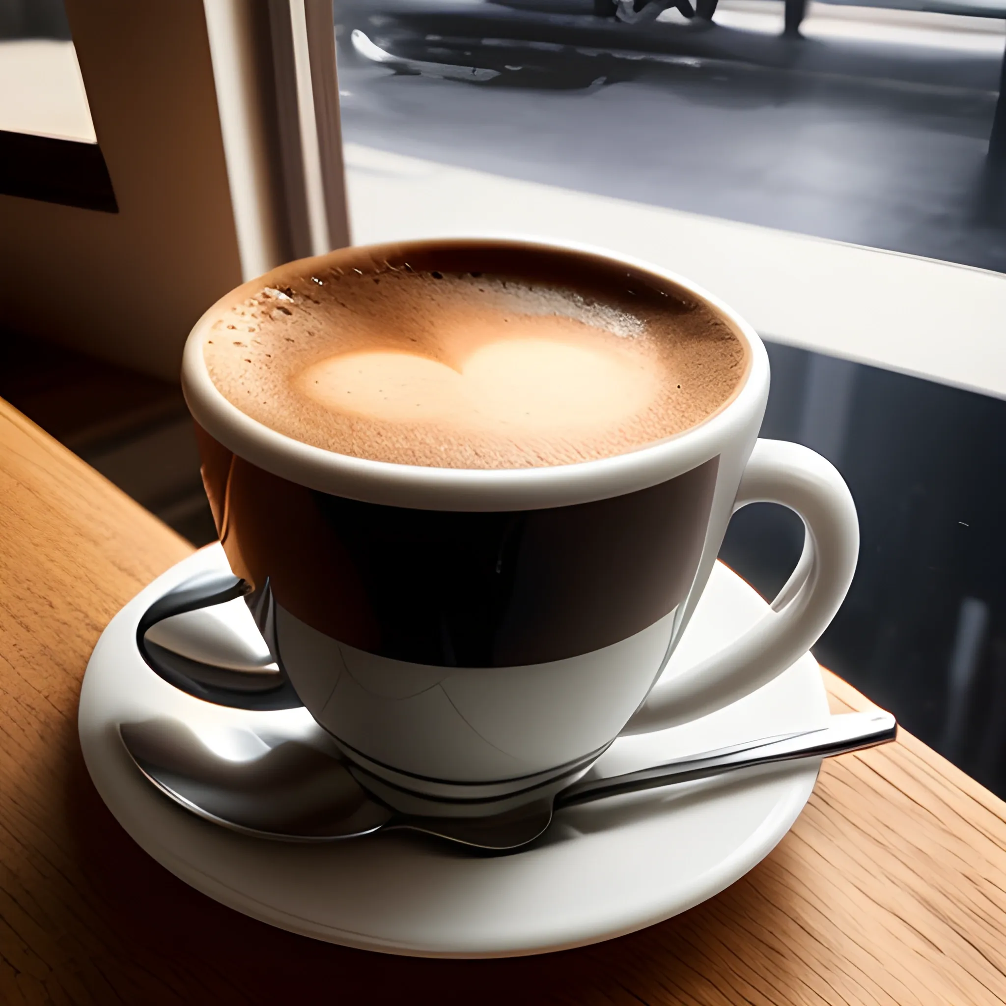 cup of coffee with a real face in the reflection