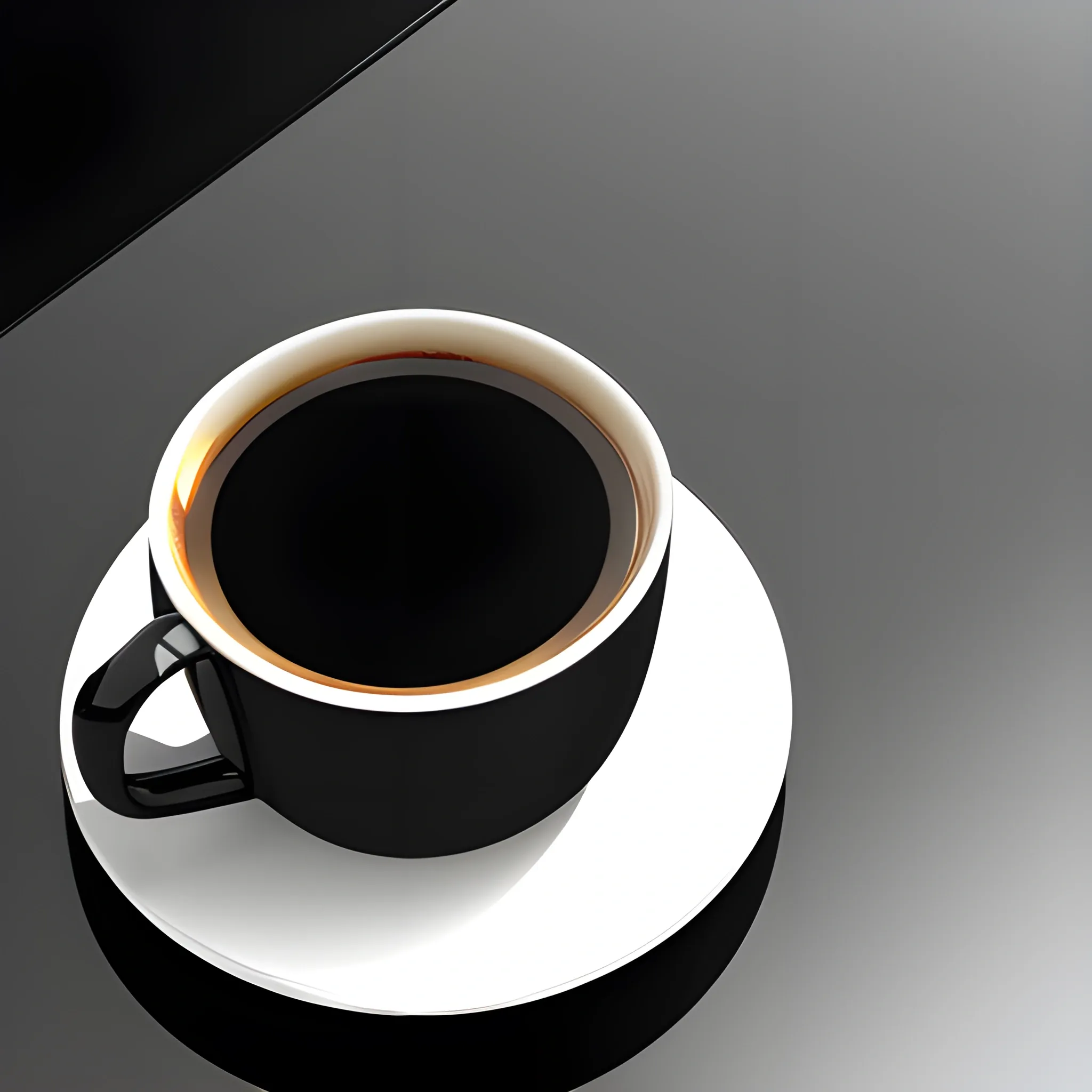 cup of black coffee with a real face in the reflection, 3D