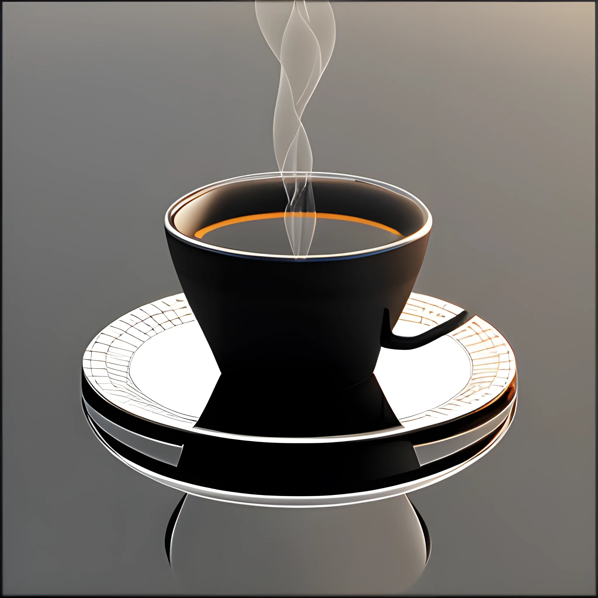 black coffee tech reflection, 3D