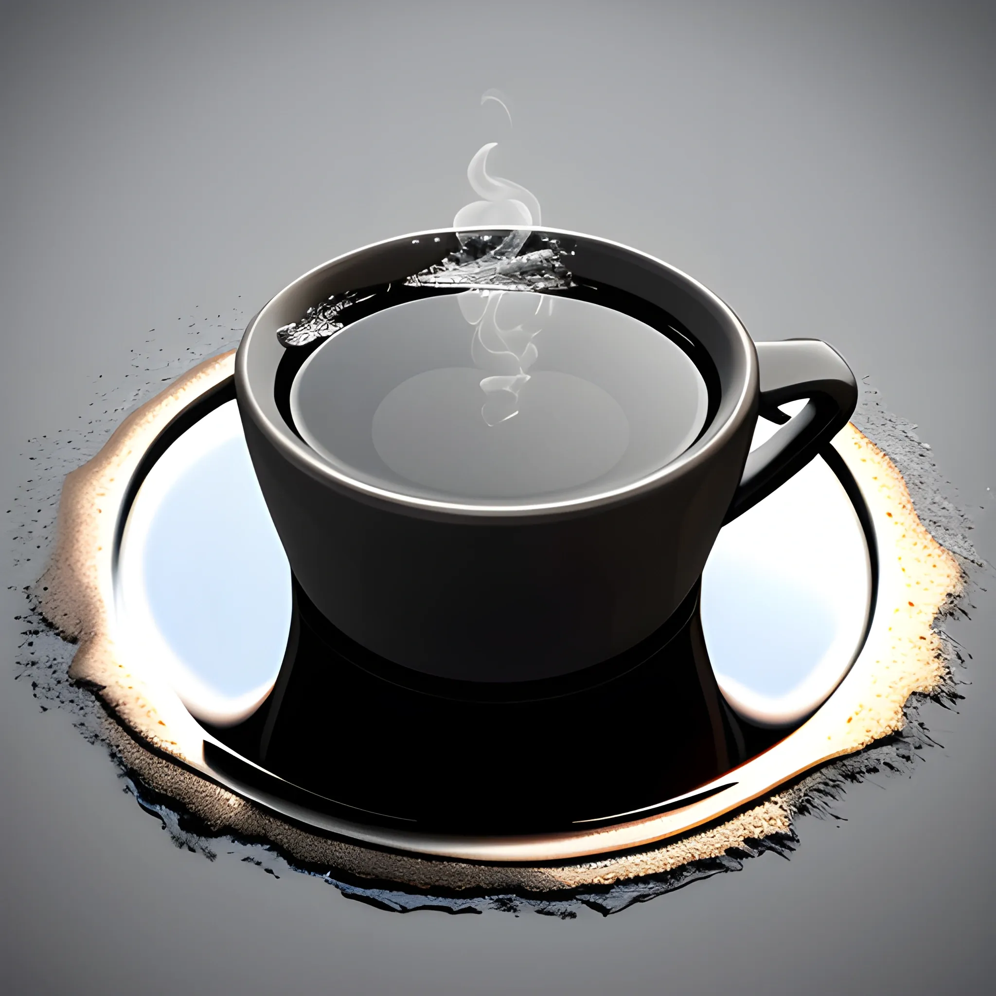 black coffee tech reflection, 3D