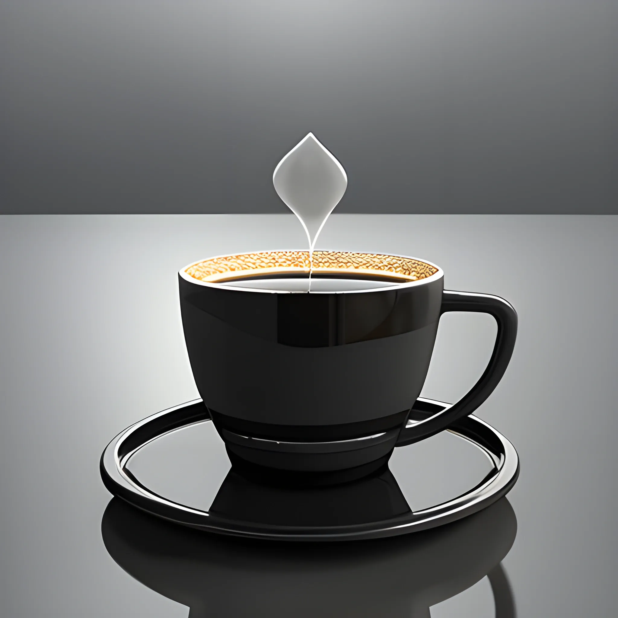 black coffee tech reflection, 3D