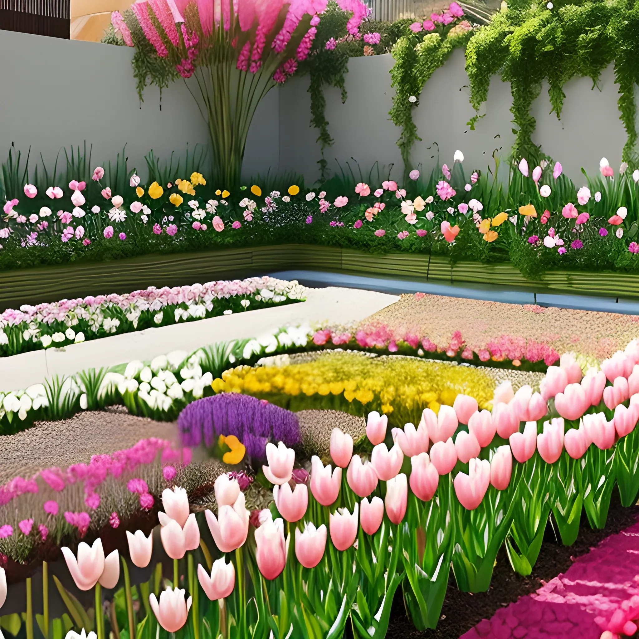 Un jardín de primavera: Imagina un jardín rebosante de flores en plena primavera. Los tulipanes, narcisos y margaritas despliegan sus colores vivos bajo el sol. Las abejas zumban de flor en flor mientras el aroma dulce de las flores llena el aire.