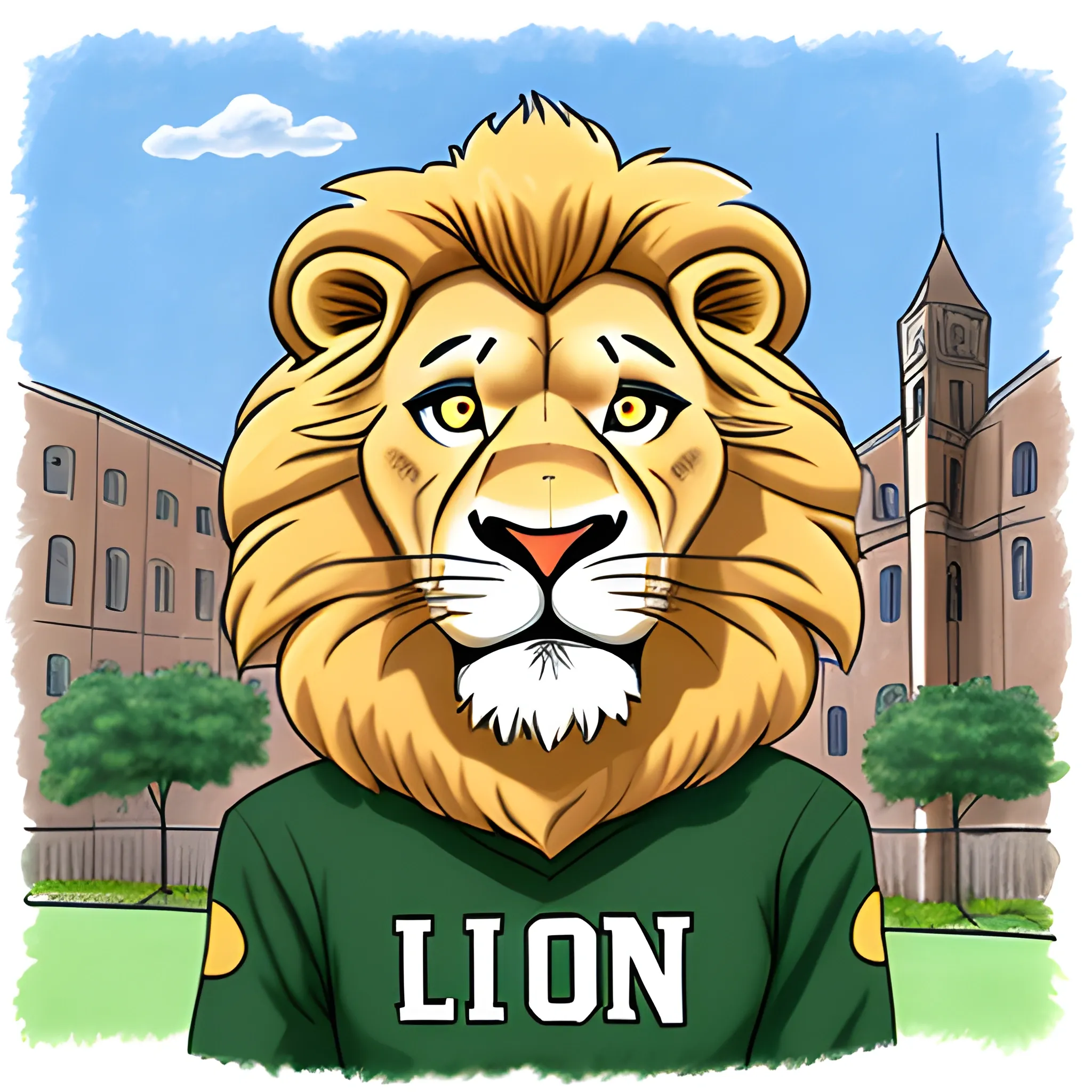 A university lion, Cartoon