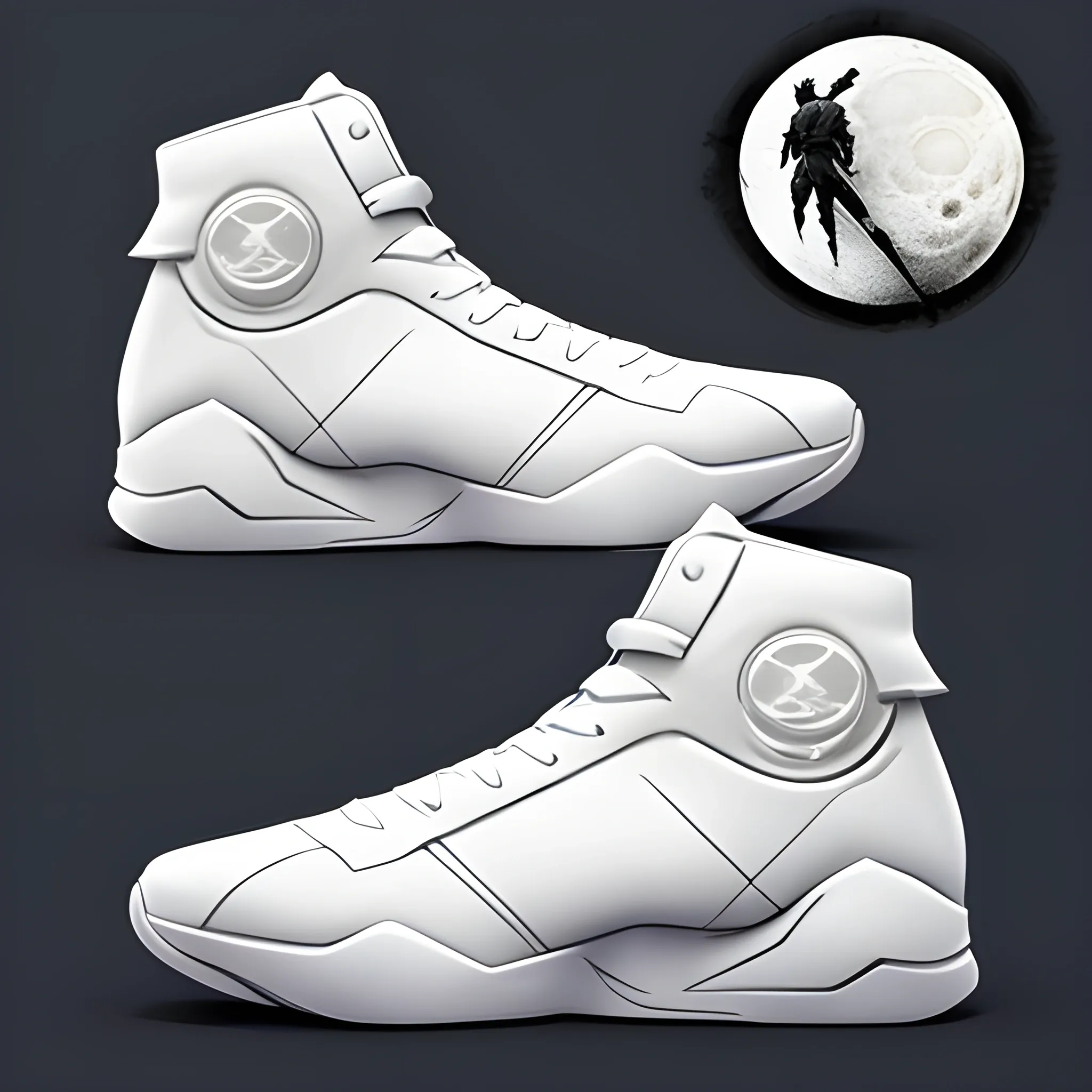 Concept Moon Knight sneakers, popular in art station, soft feeling, bloated, original, pure white, smooth, sharp focus
