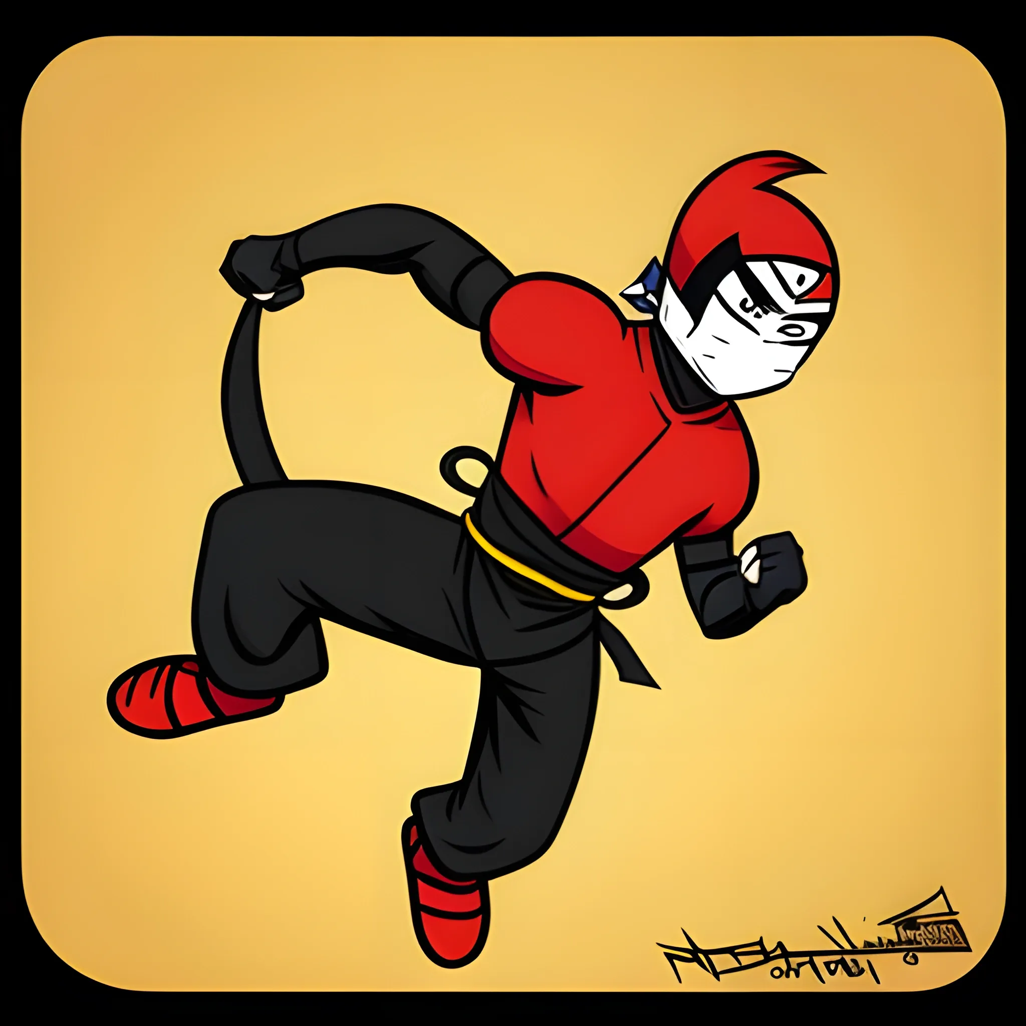 A ninja warrior, Cartoon, 3D