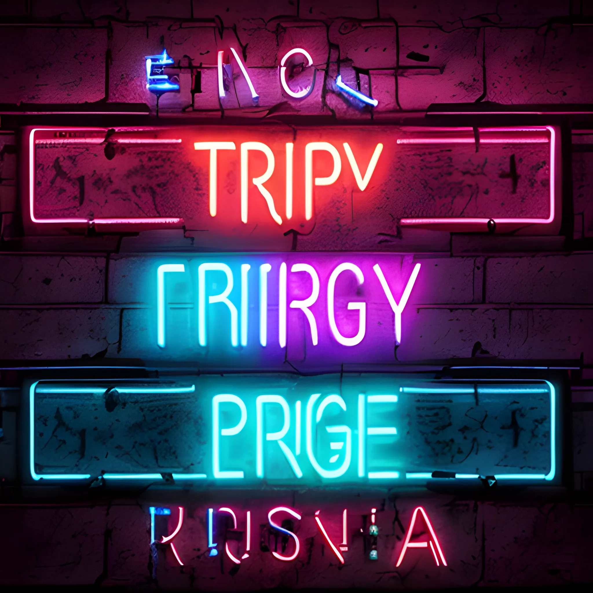 black background, neon inscription "Eng4rus", Trippy