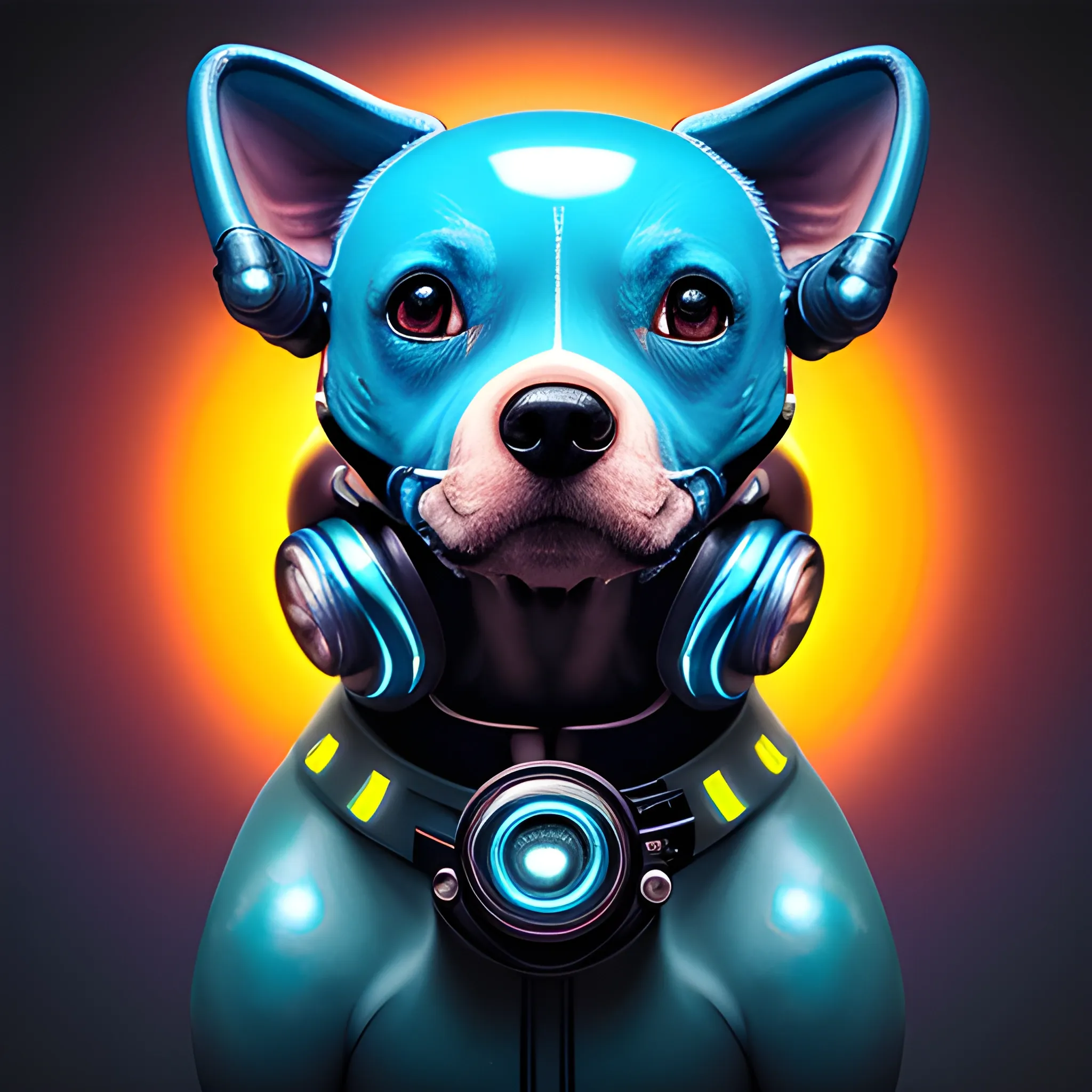 um belo retrato de um lindo cachorro cyberpunk , esquema de cores azul vermelho, iluminação de alta intensidade, luz volumétrica, arte digital, altamente detalhado, detalhes finos, intrincado, ornamentado, complexo, renderização de octanas, motor irreal, fotorrealista

, Oil Painting, 3D